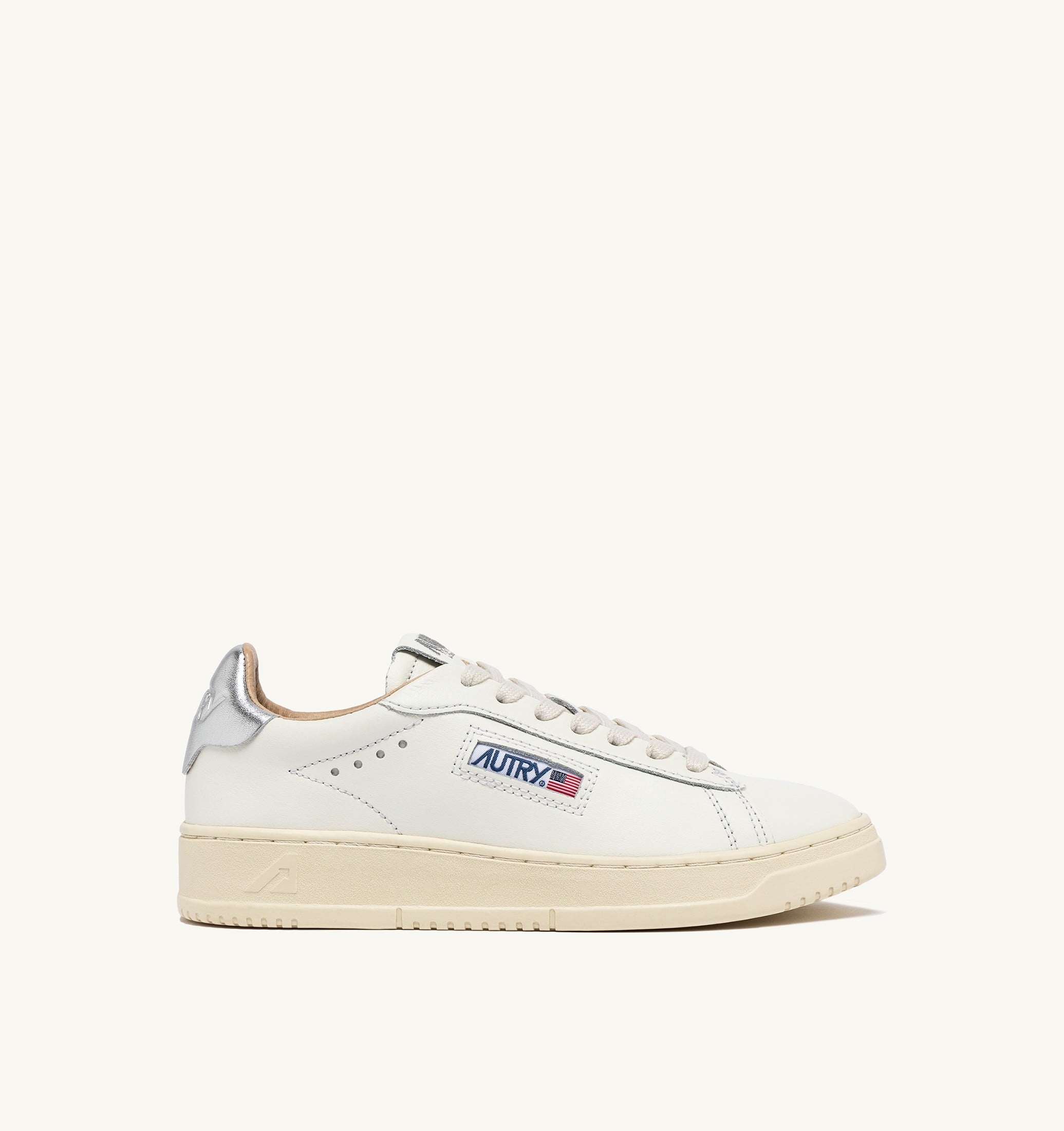 SNEAKERS DALLAS LOW IN PELLE BIANCA E ARGENTO