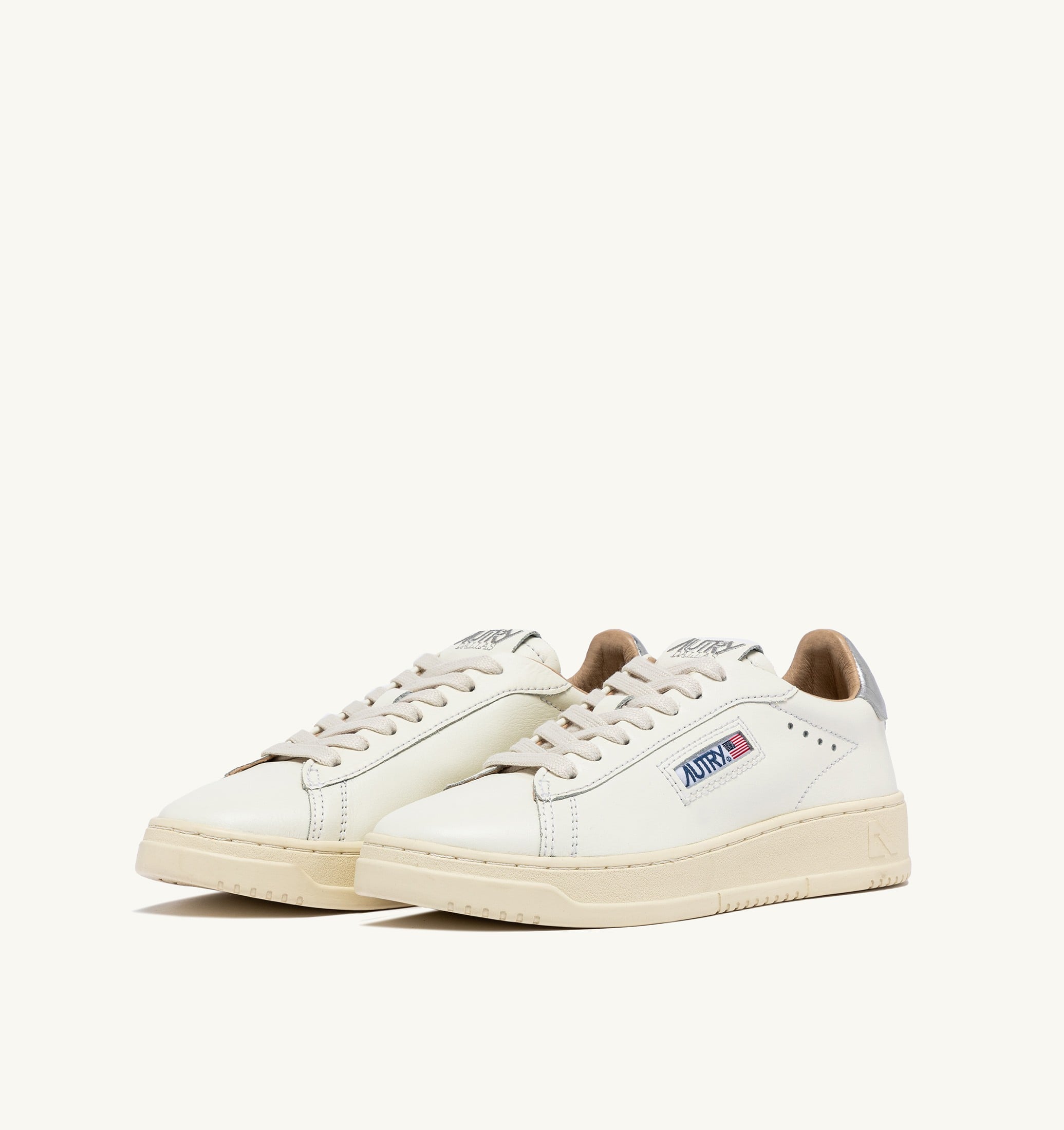 SNEAKERS DALLAS LOW IN PELLE BIANCA E ARGENTO