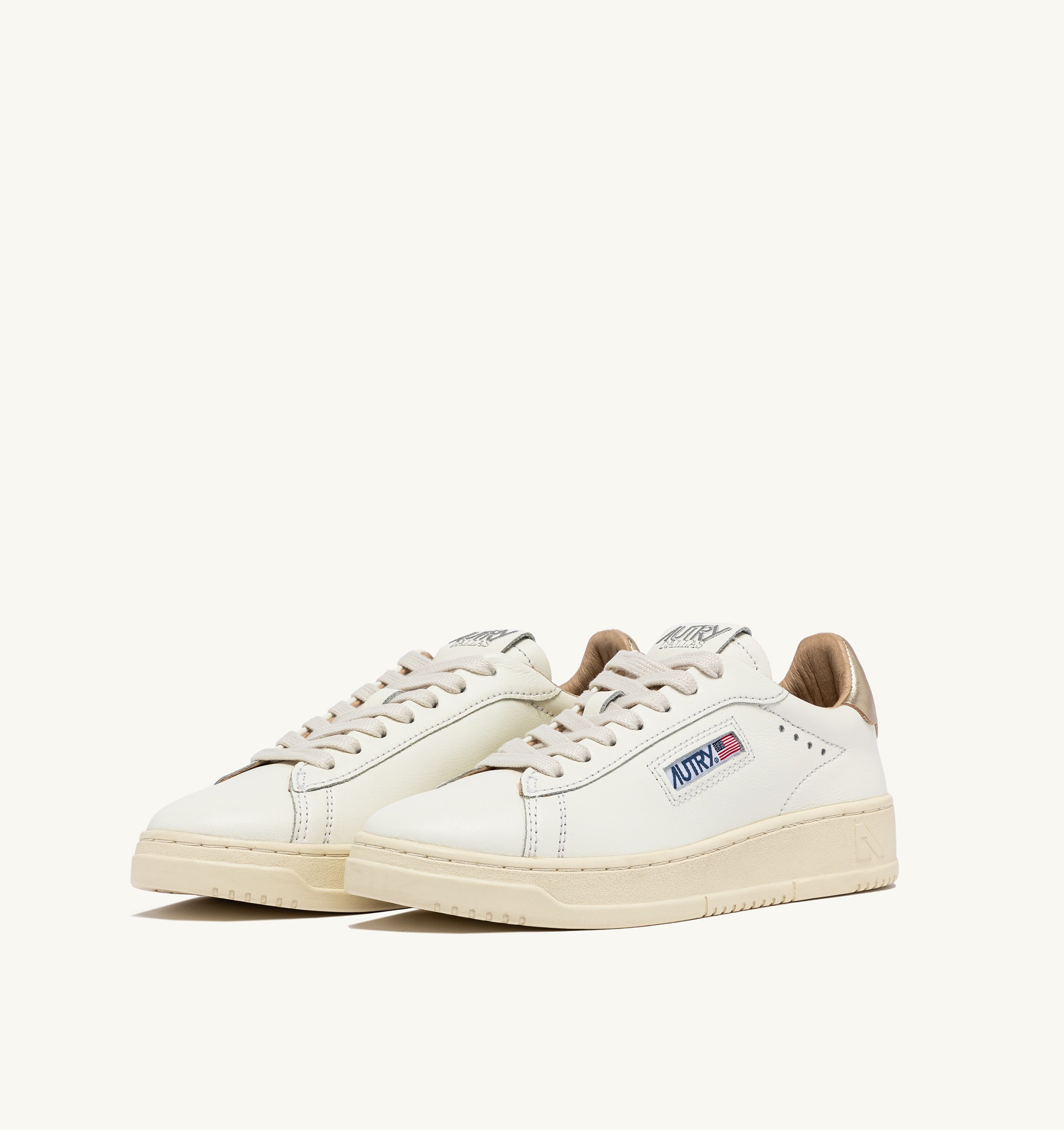 SNEAKERS DALLAS LOW IN PELLE BIANCA E ORO