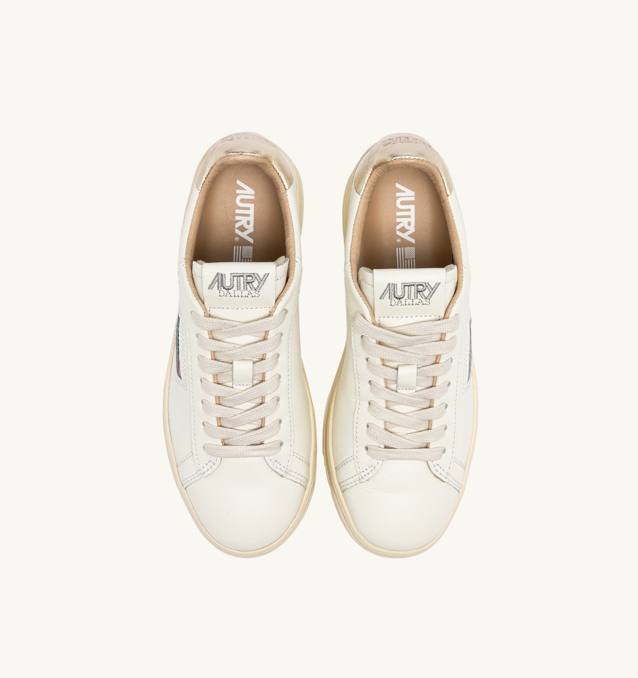 SNEAKERS DALLAS LOW IN PELLE BIANCA E ORO