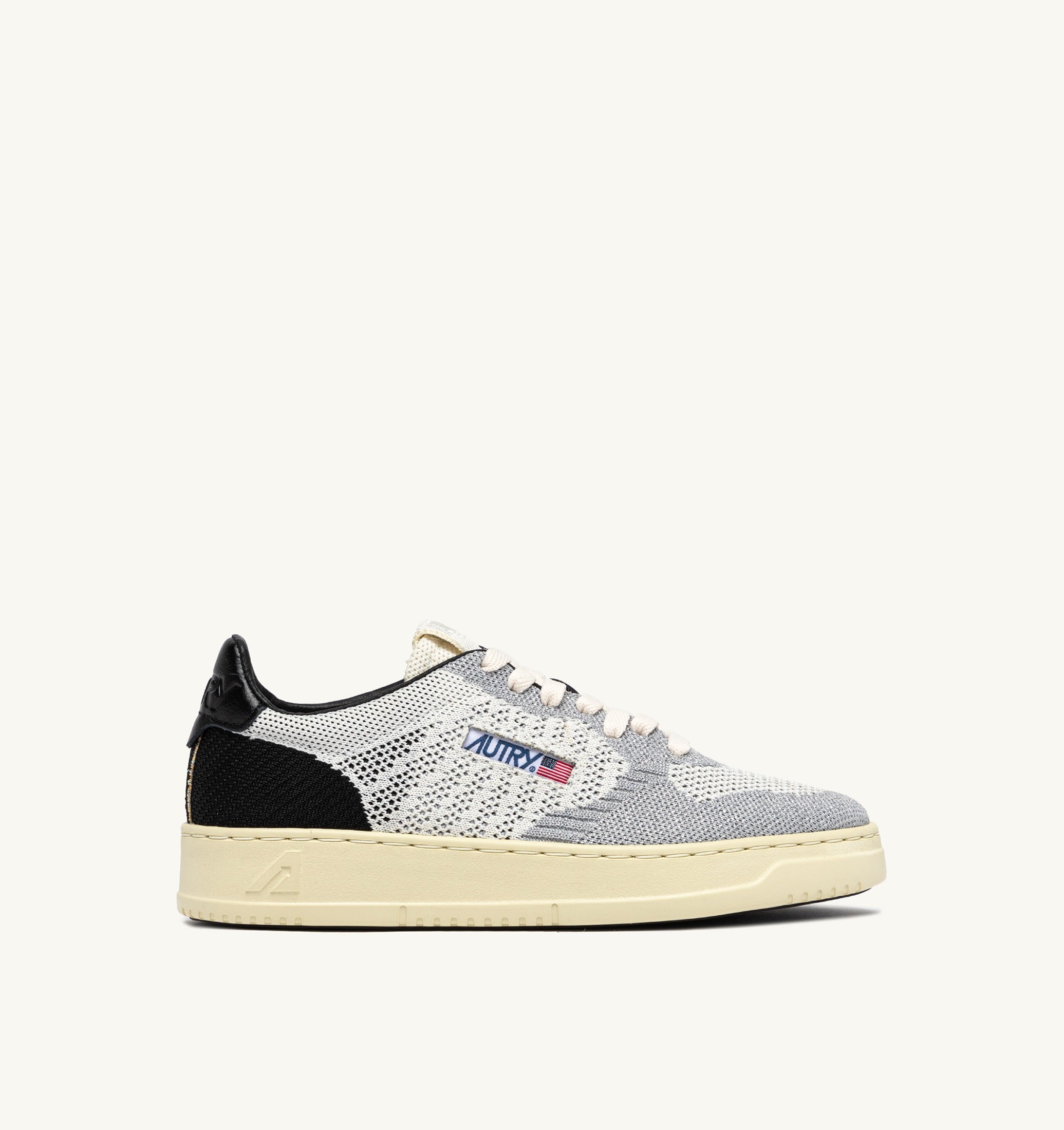 SNEAKERS MEDALIST EASEKNIT LOW IN MAGLIA AVORIO NERA E ARGENTO