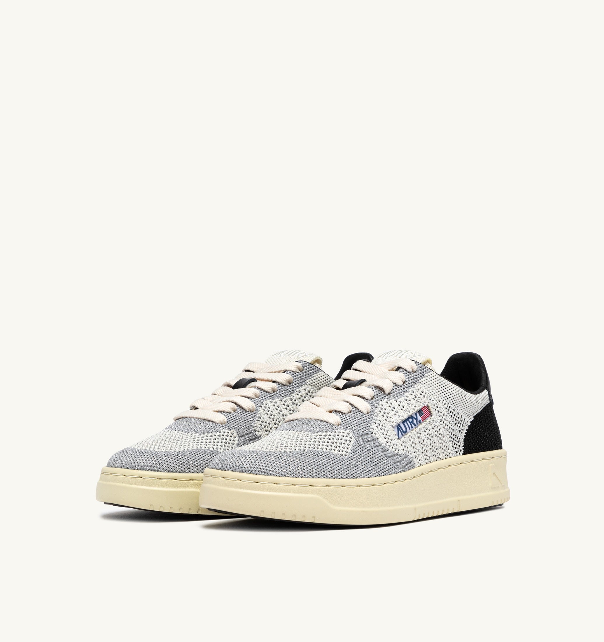 SNEAKERS MEDALIST EASEKNIT LOW IN MAGLIA AVORIO NERA E ARGENTO
