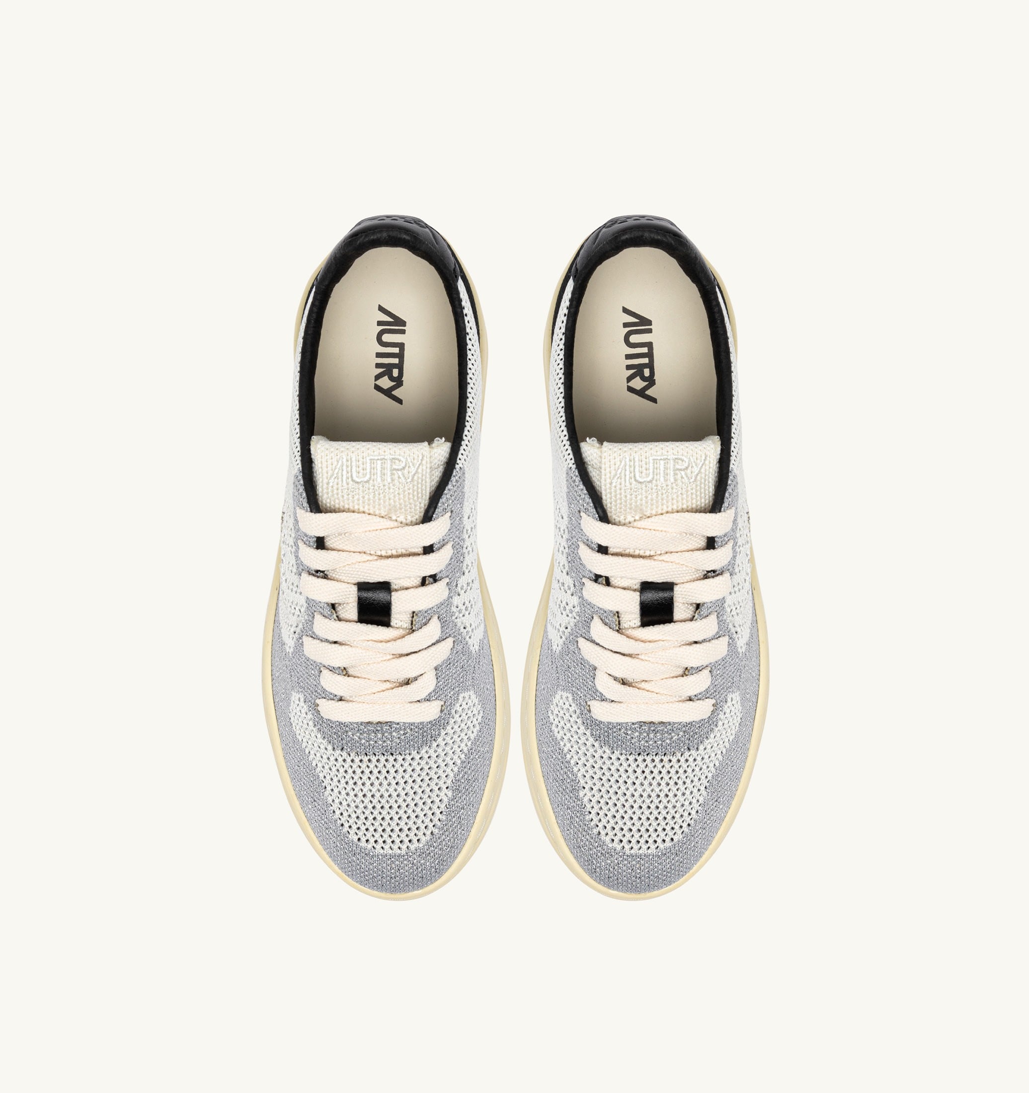 SNEAKERS MEDALIST EASEKNIT LOW IN MAGLIA AVORIO NERA E ARGENTO