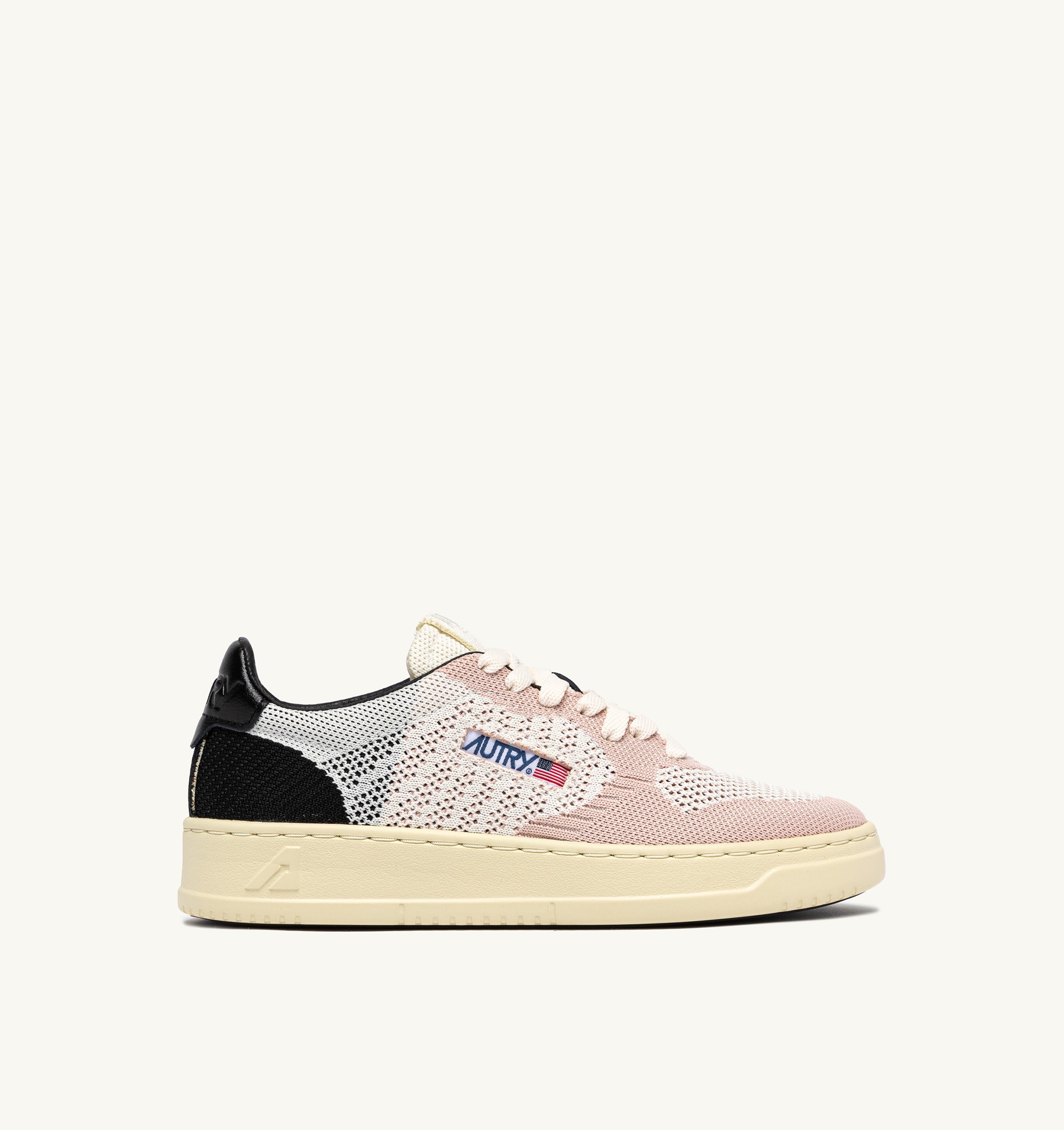 SNEAKERS MEDALIST EASEKNIT LOW IN MAGLIA AVORIO NERA E POWDER
