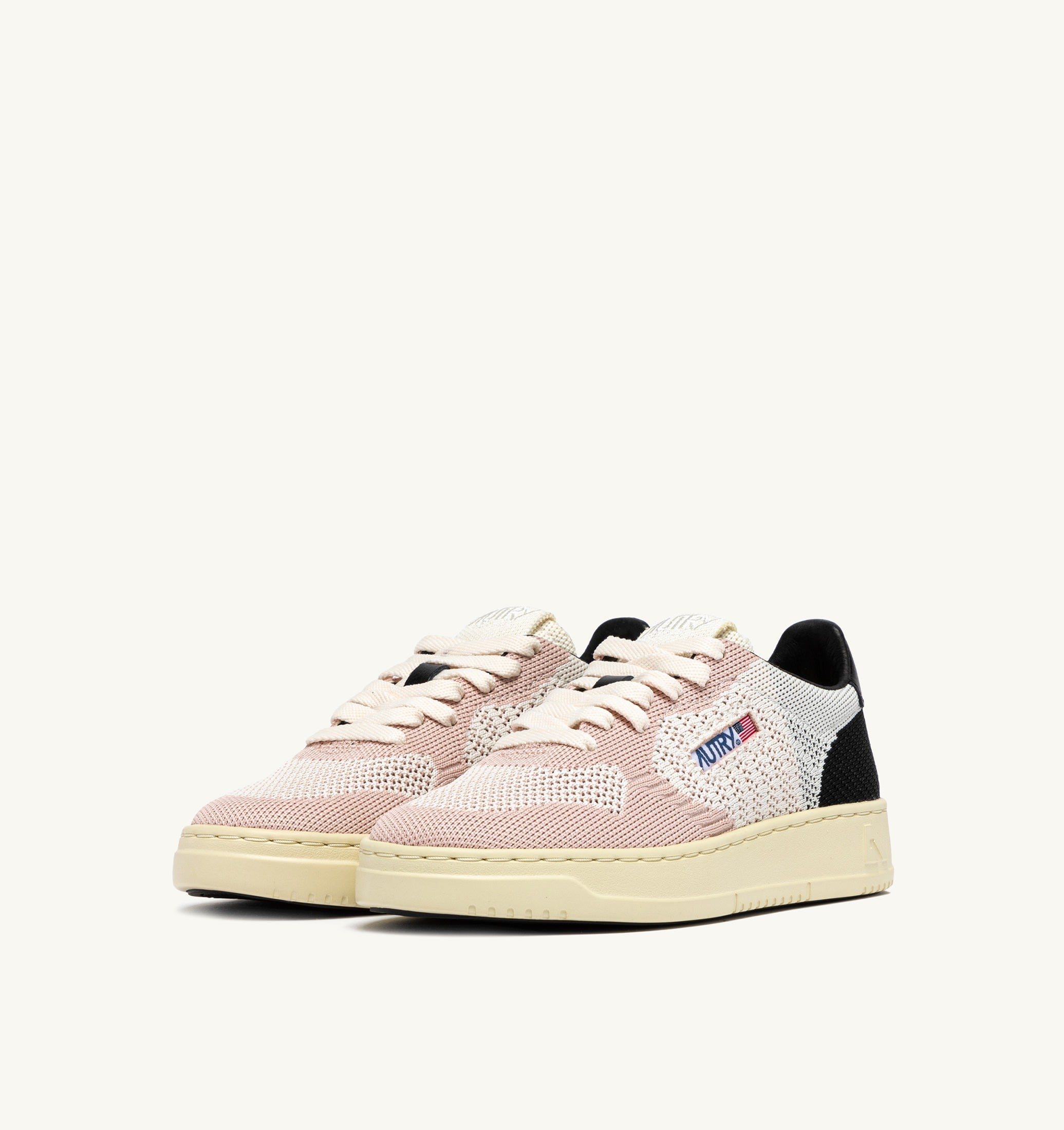 SNEAKERS MEDALIST EASEKNIT LOW IN MAGLIA AVORIO NERA E POWDER