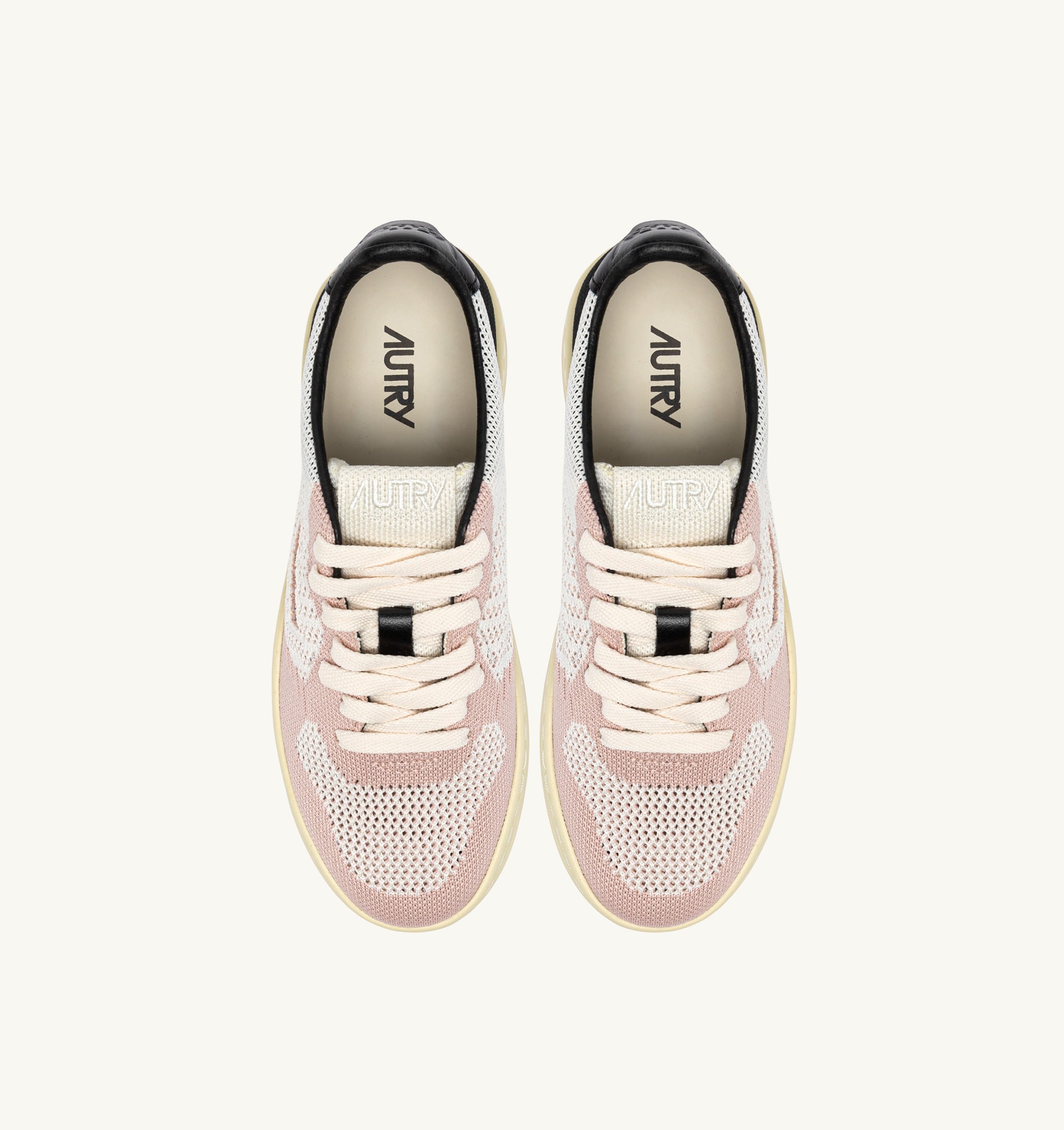 SNEAKERS MEDALIST EASEKNIT LOW IN MAGLIA AVORIO NERA E POWDER
