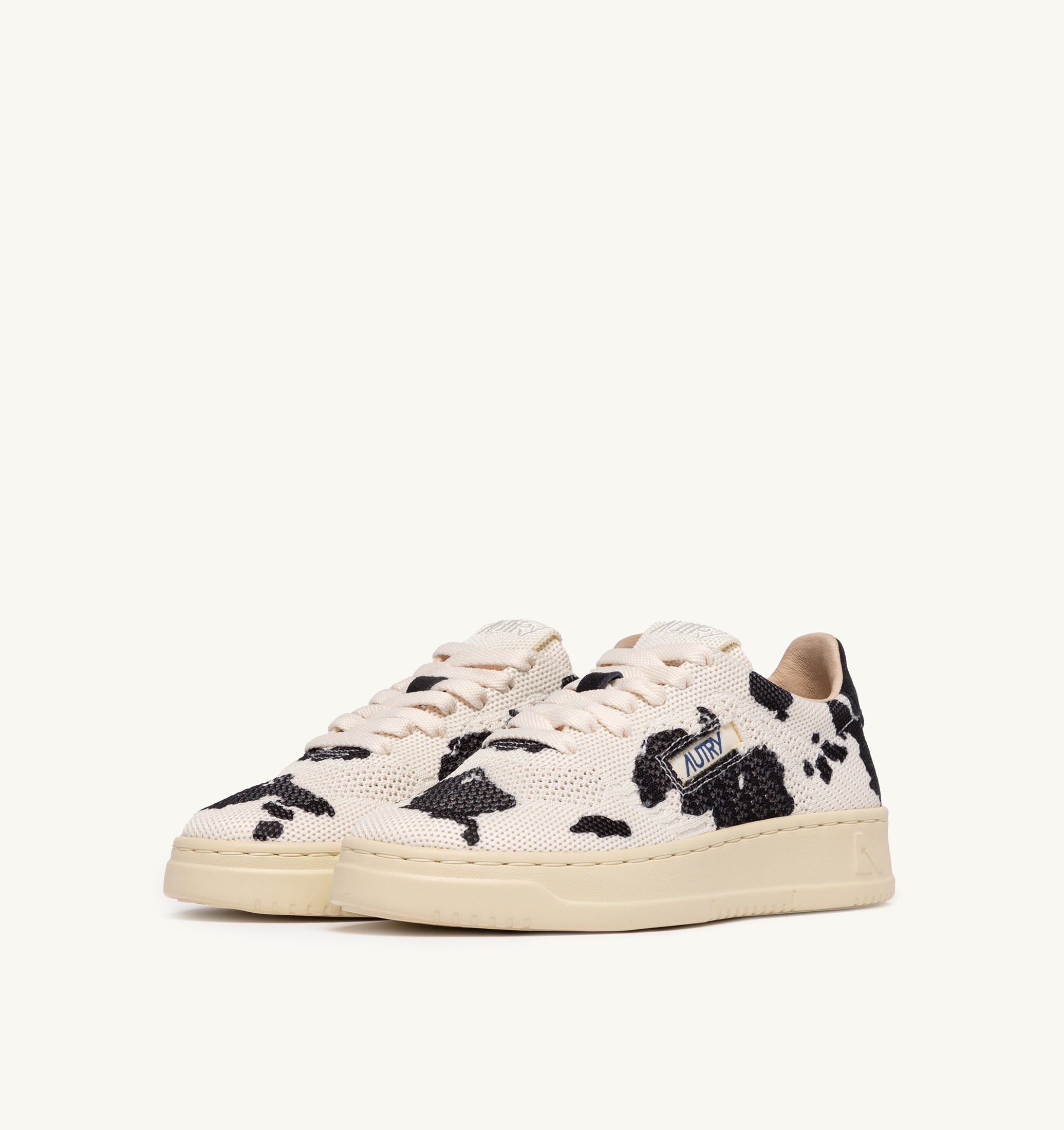 SNEAKERS MEDALIST EASEKNIT LOW IN MAGLIA 'COW PRINT' AVORIO E NERO