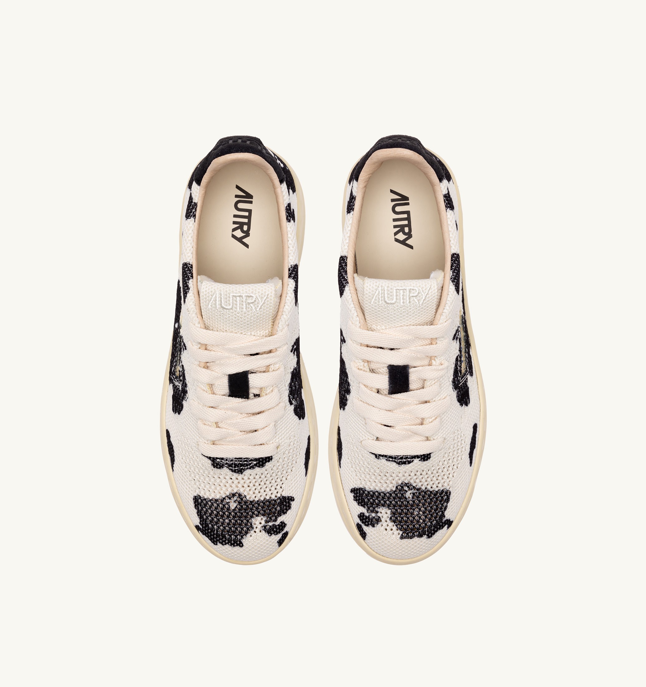 SNEAKERS MEDALIST EASEKNIT LOW IN MAGLIA 'COW PRINT' AVORIO E NERO