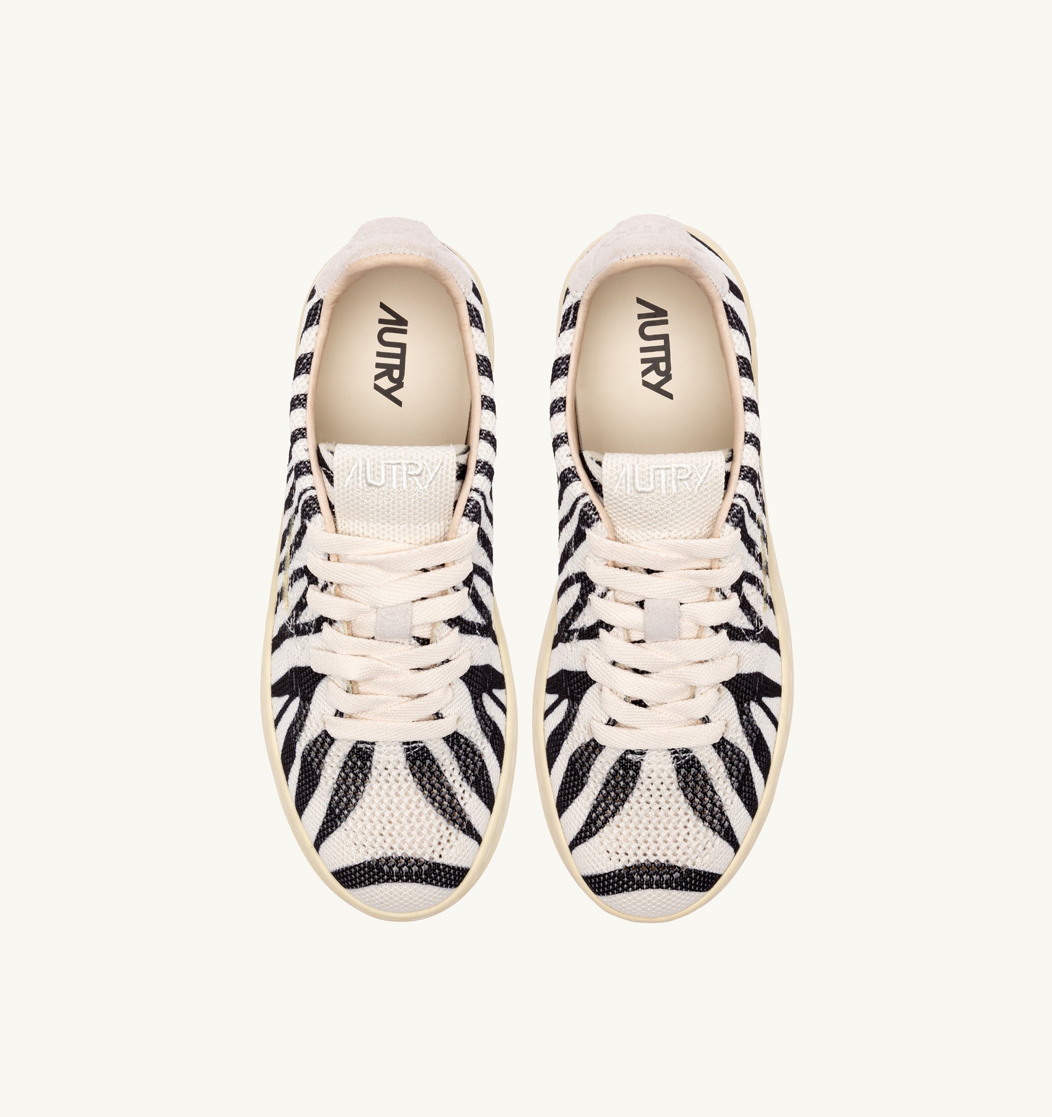 SNEAKERS MEDALIST EASEKNIT LOW IN MAGLIA 'ZEBRA PRINT' AVORIO E NERO