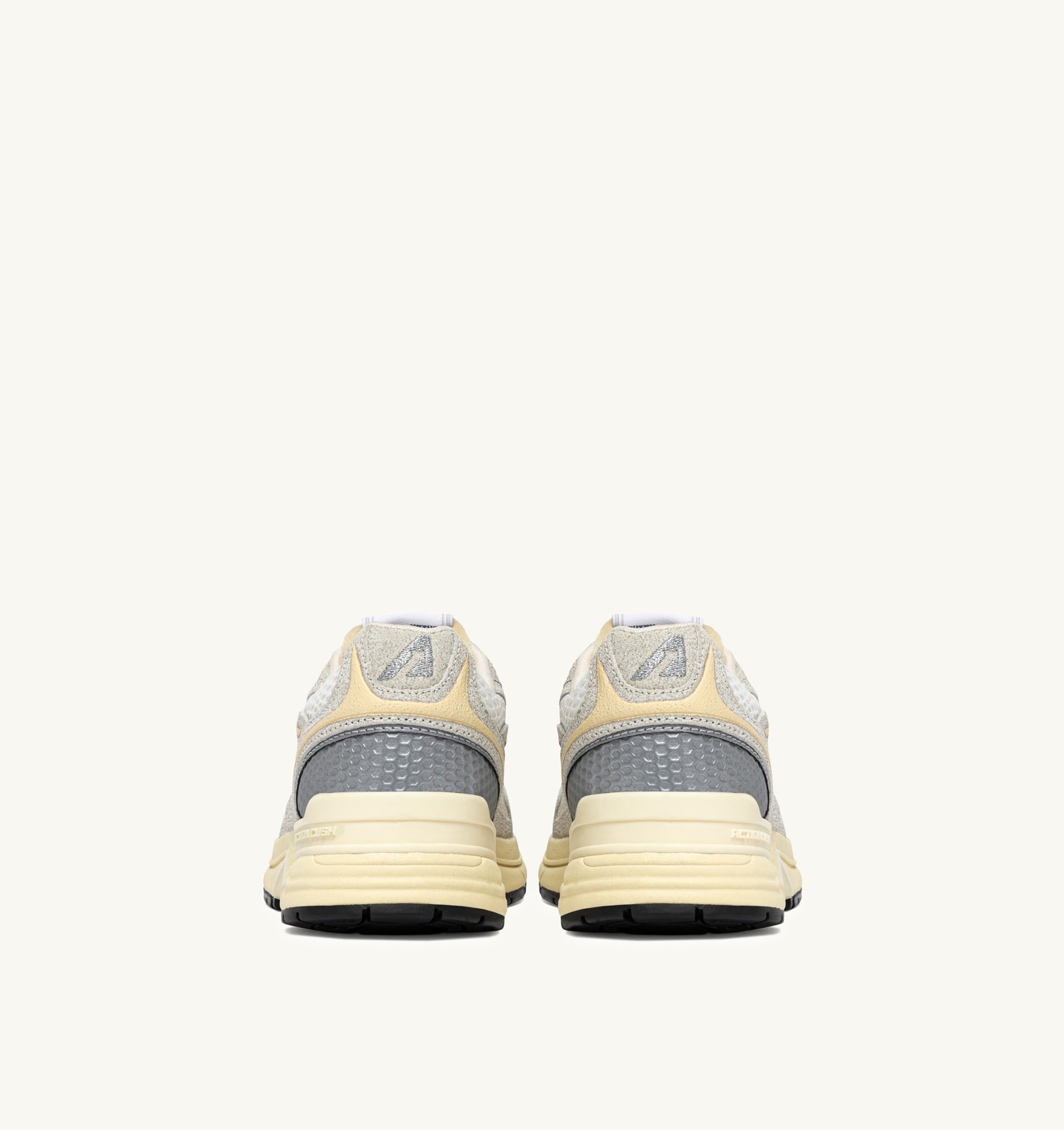 SNEAKERS HYPERWAY IN MESH BIANCO E PELLE GLITTER GRIGIA