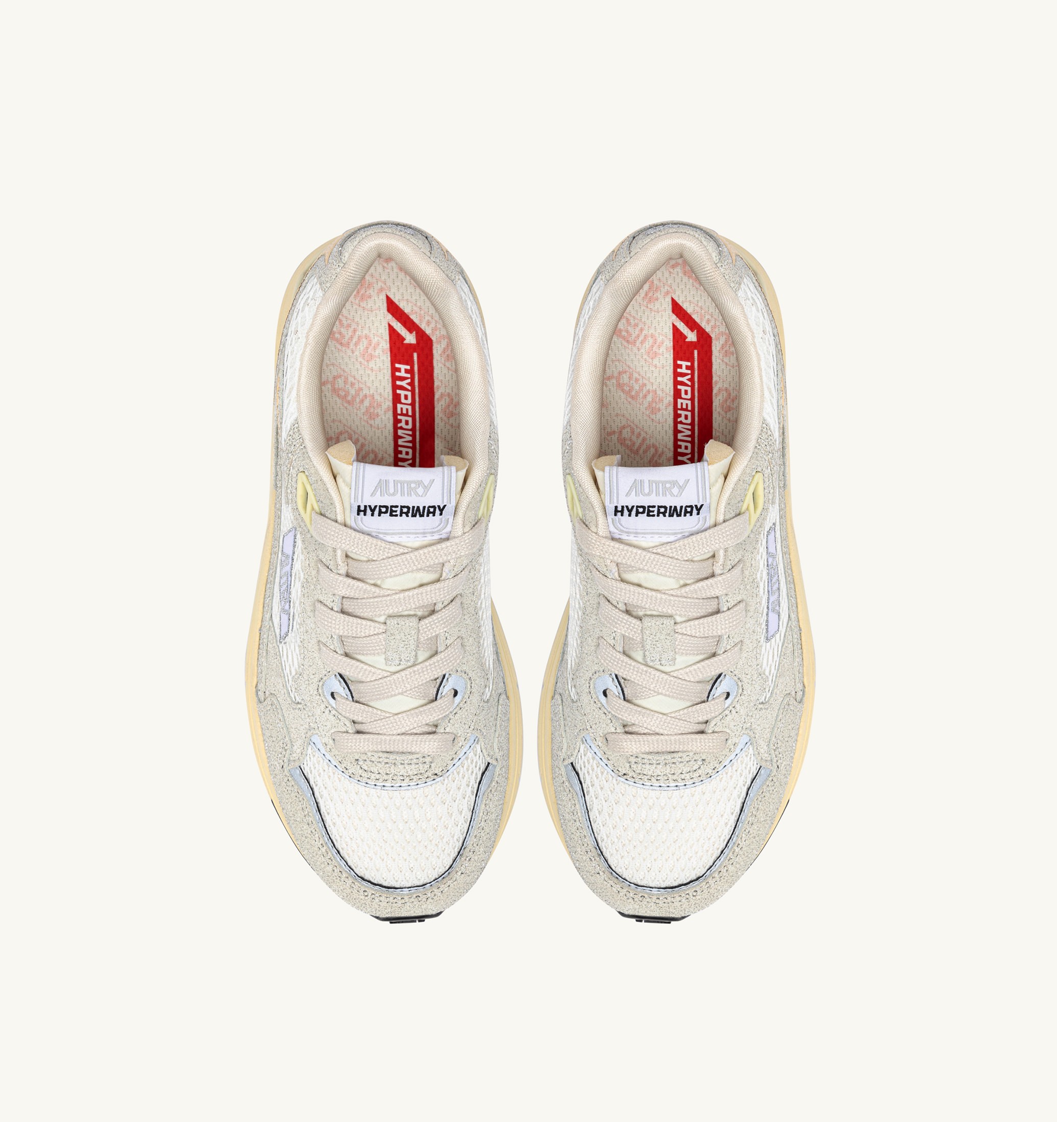 SNEAKERS HYPERWAY IN MESH BIANCO E PELLE GLITTER GRIGIA