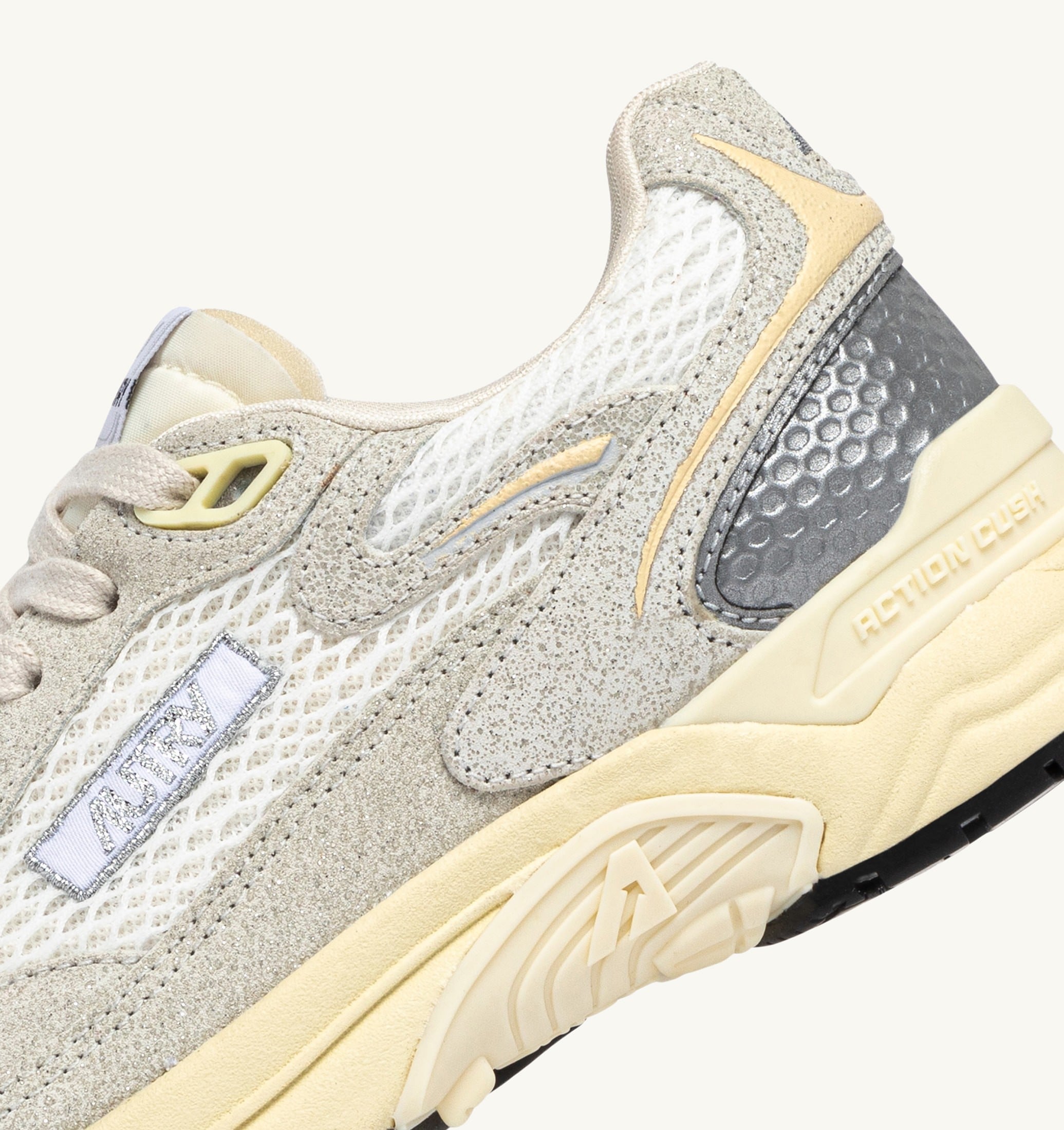 SNEAKERS HYPERWAY IN MESH BIANCO E PELLE GLITTER GRIGIA