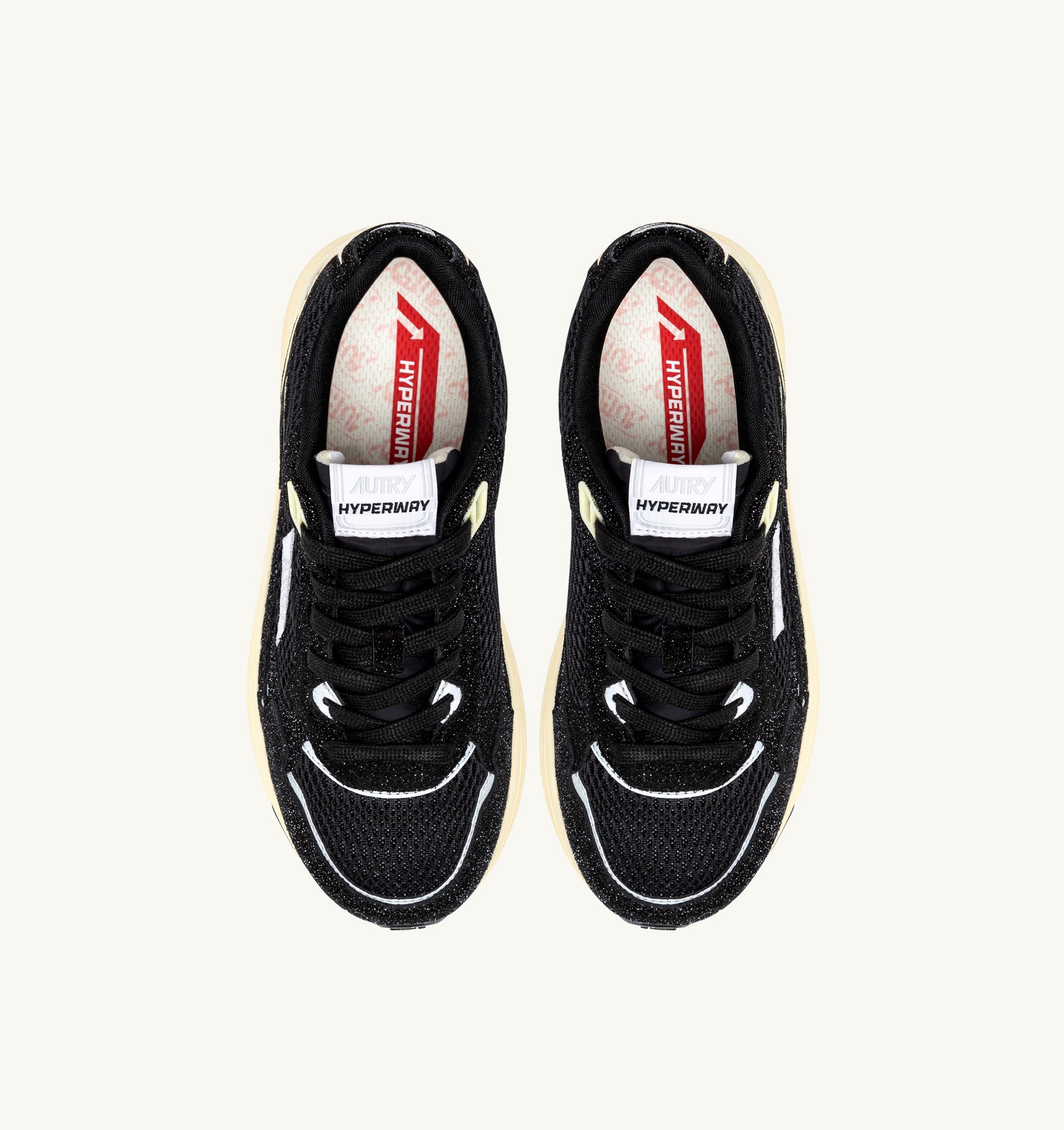 SNEAKERS HYPERWAY IN MESH E PELLE GLITTER NERA