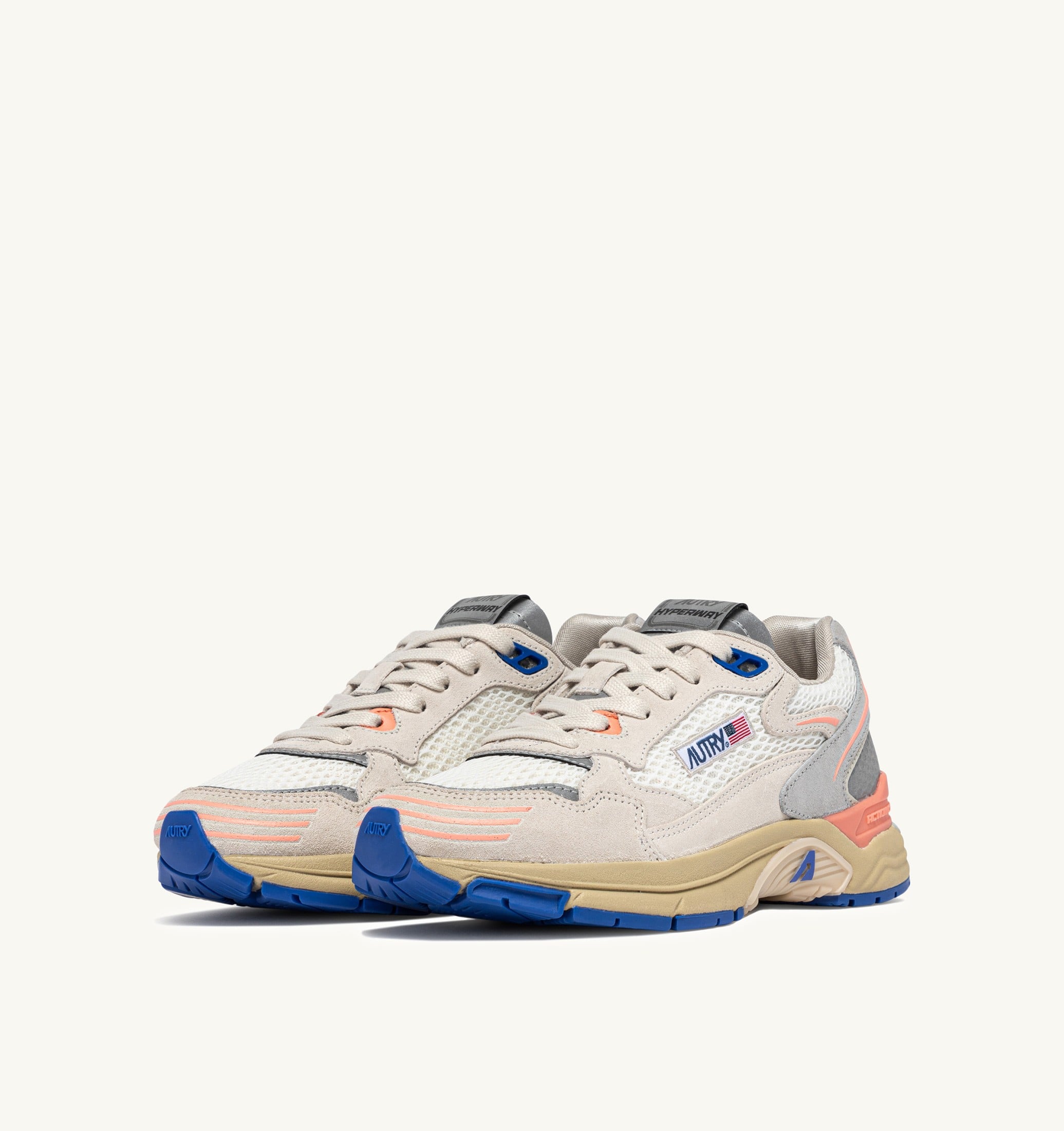 SNEAKERS HYPERWAY IN MESH E SUEDE BIANCO E PEACH PINK