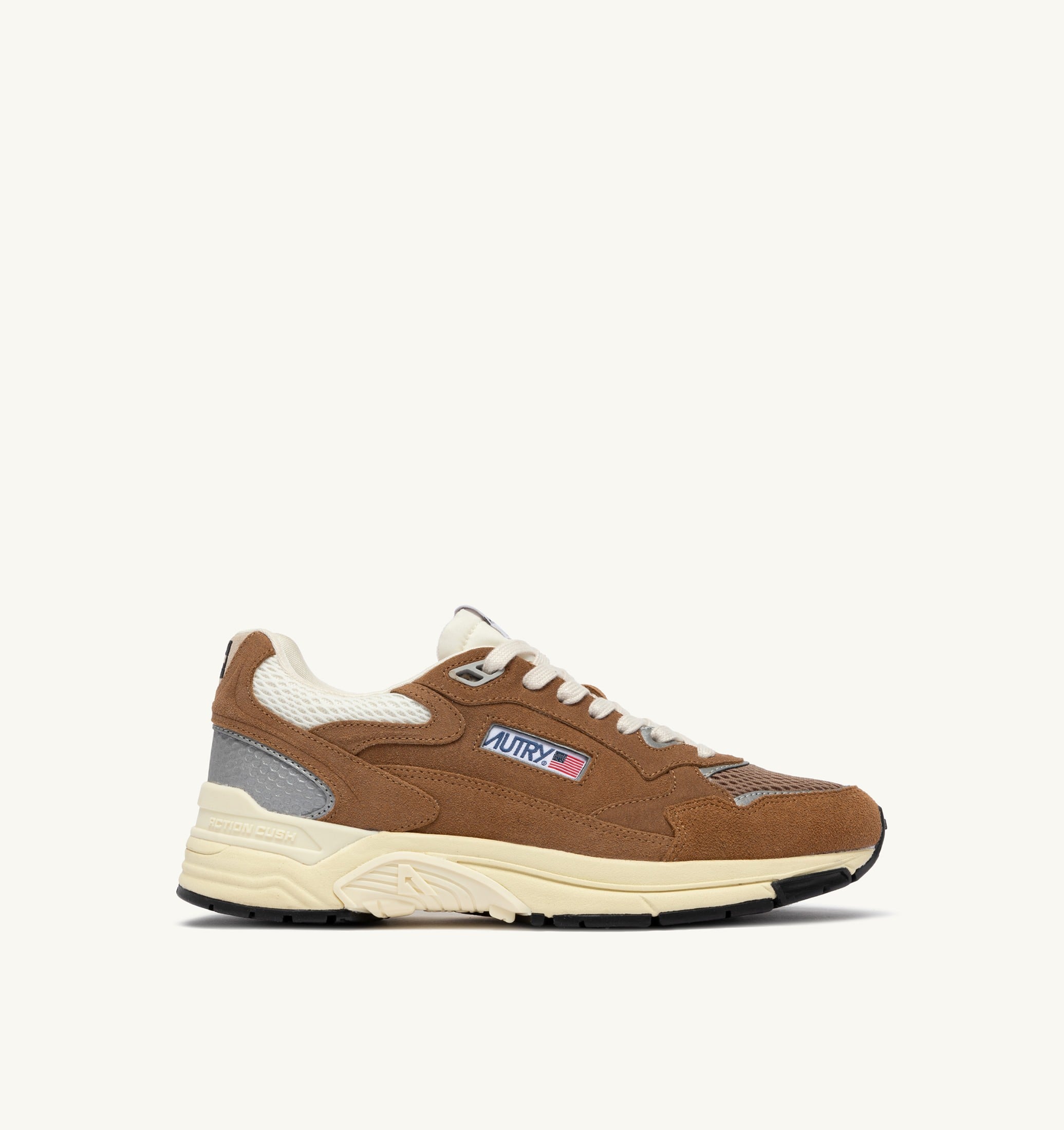 SNEAKERS HYPERWAY IN MESH E SUEDE CIGAR E ARGENTO