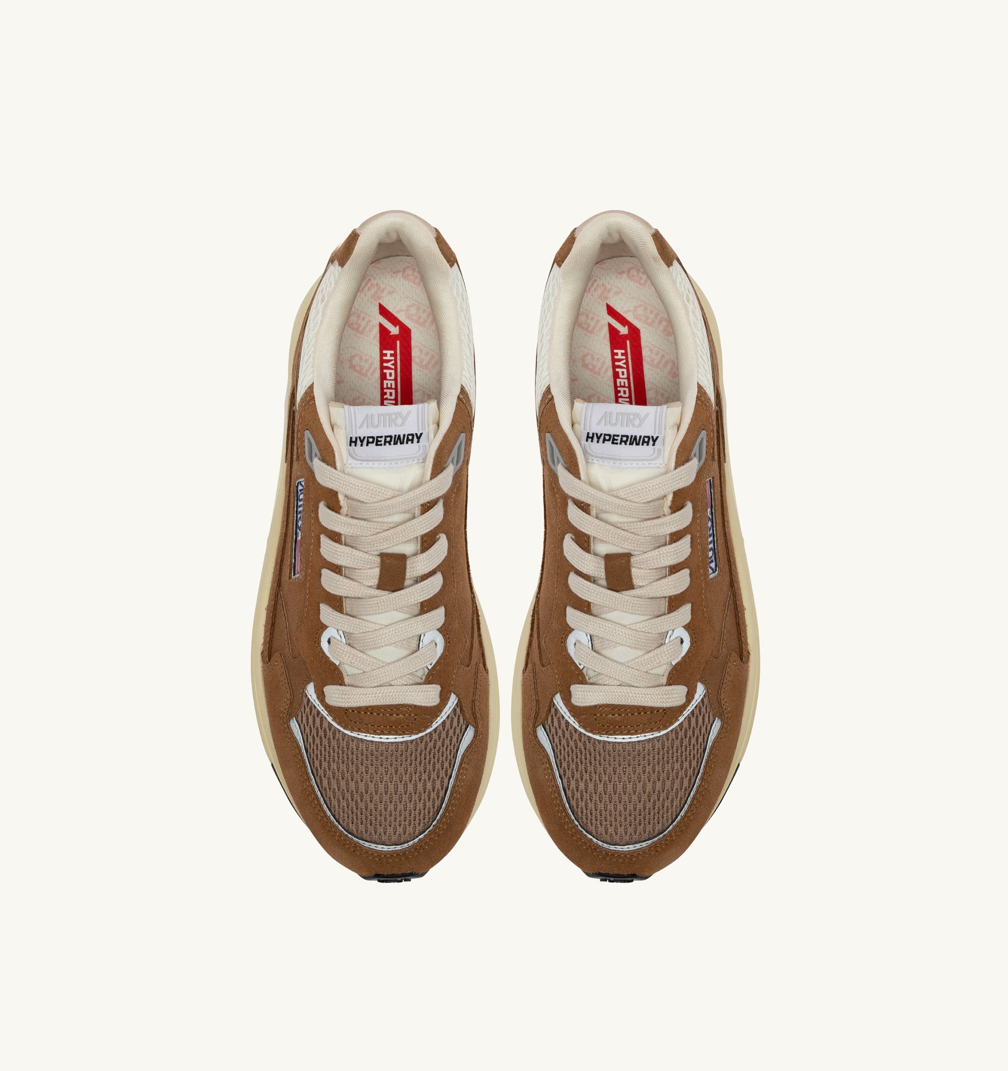 SNEAKERS HYPERWAY IN MESH E SUEDE CIGAR E ARGENTO