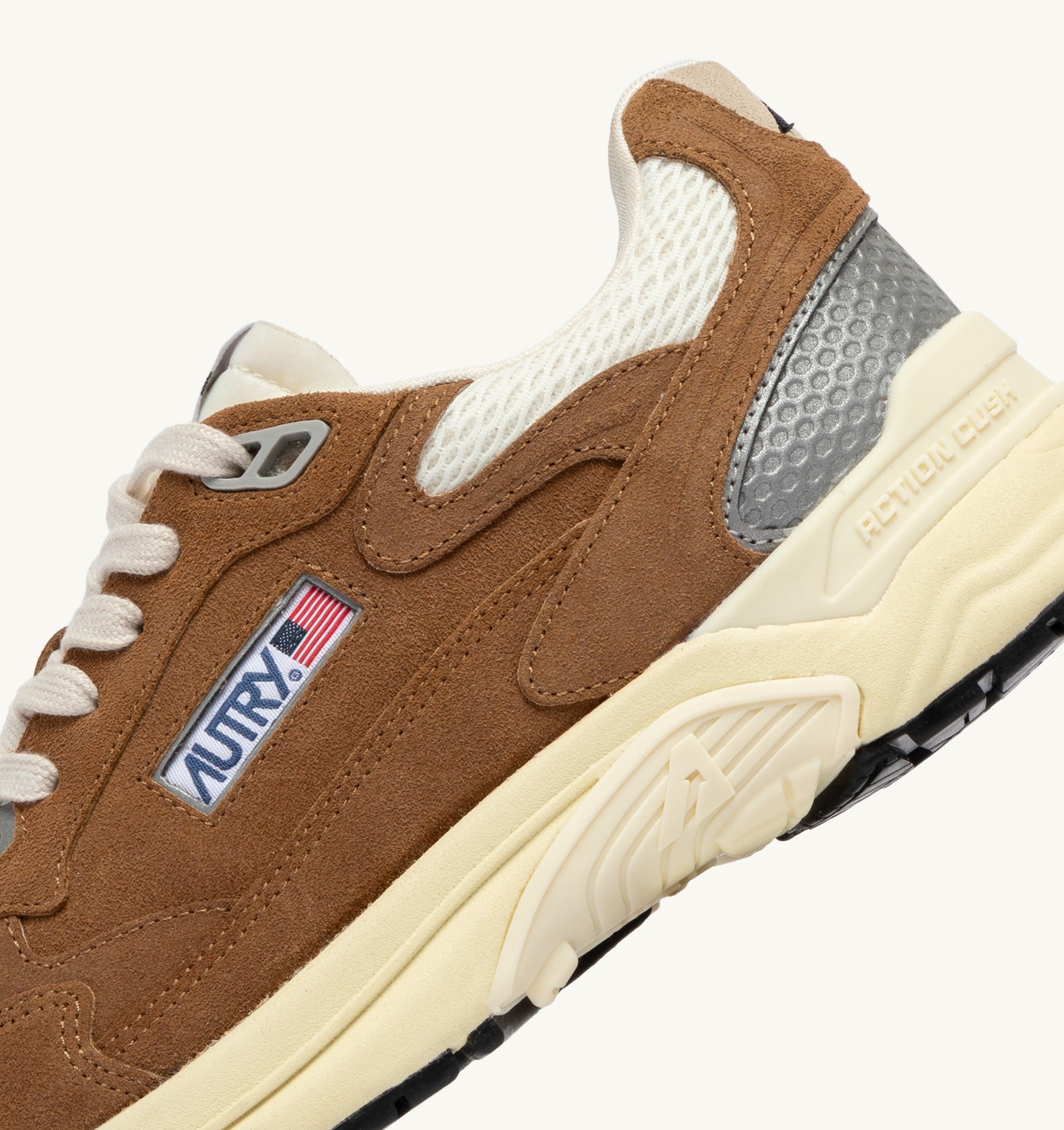 SNEAKERS HYPERWAY IN MESH E SUEDE CIGAR E ARGENTO