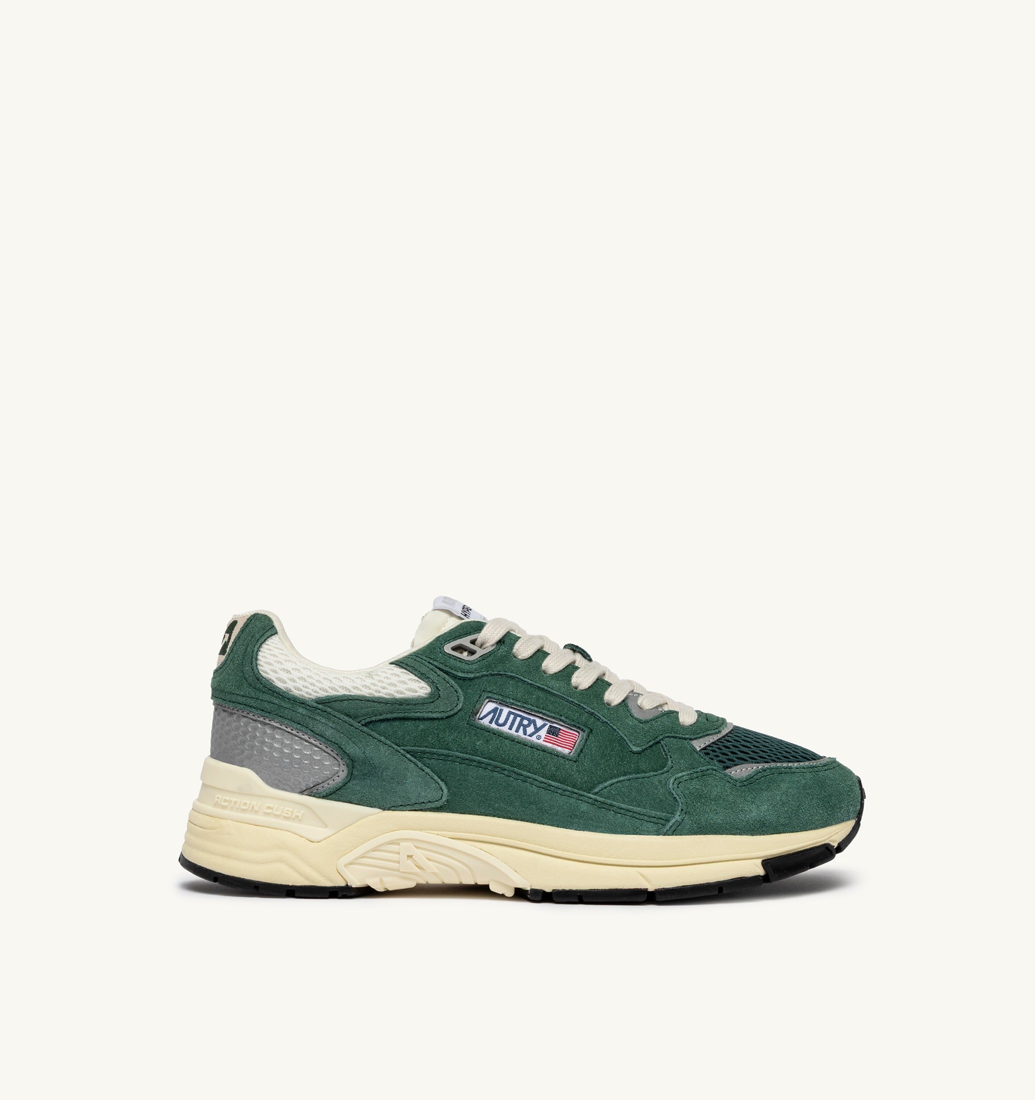 SNEAKERS HYPERWAY IN MESH E SUEDE MALACHITE E ARGENTO