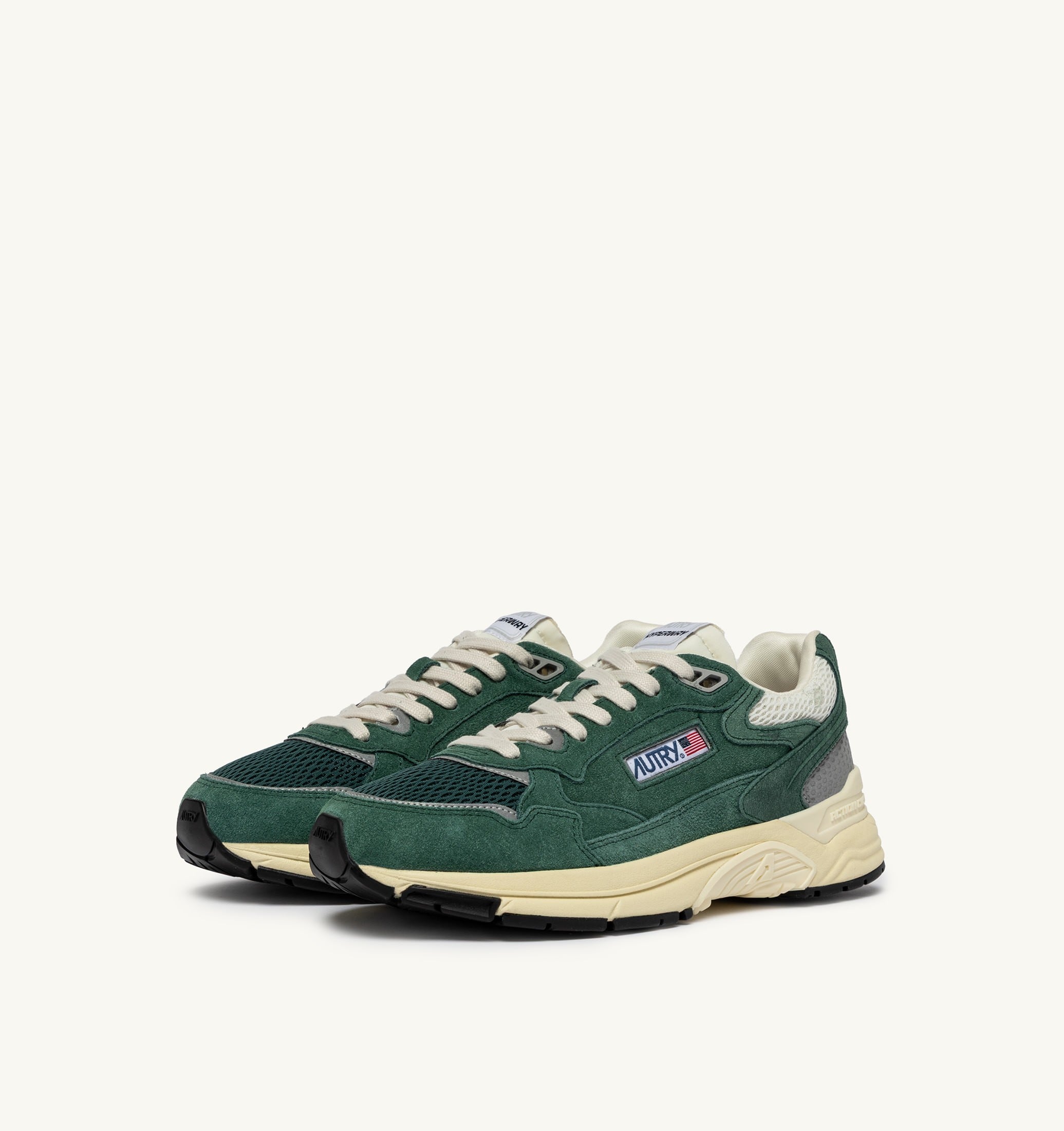 SNEAKERS HYPERWAY IN MESH E SUEDE MALACHITE E ARGENTO