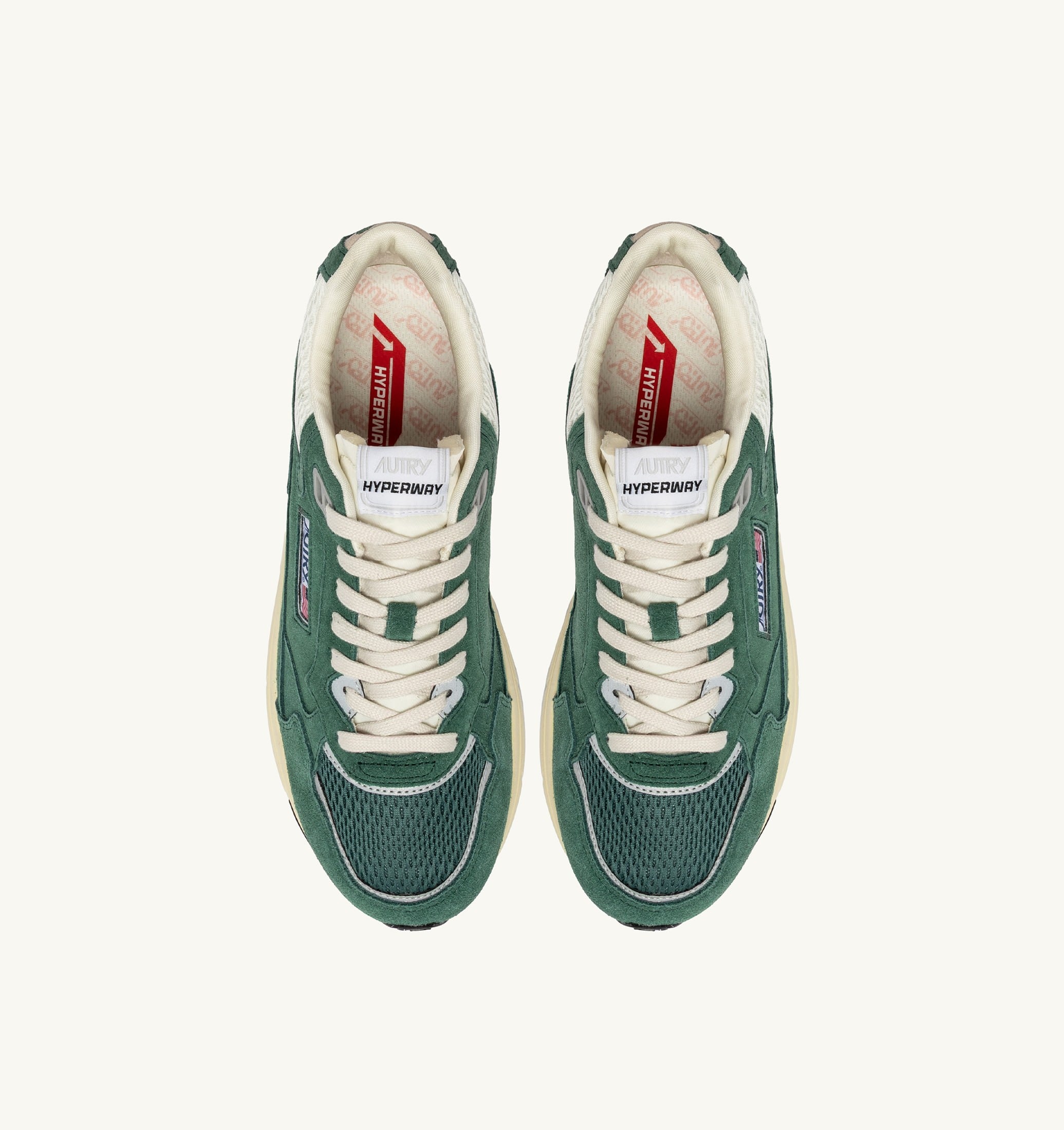 SNEAKERS HYPERWAY IN MESH E SUEDE MALACHITE E ARGENTO