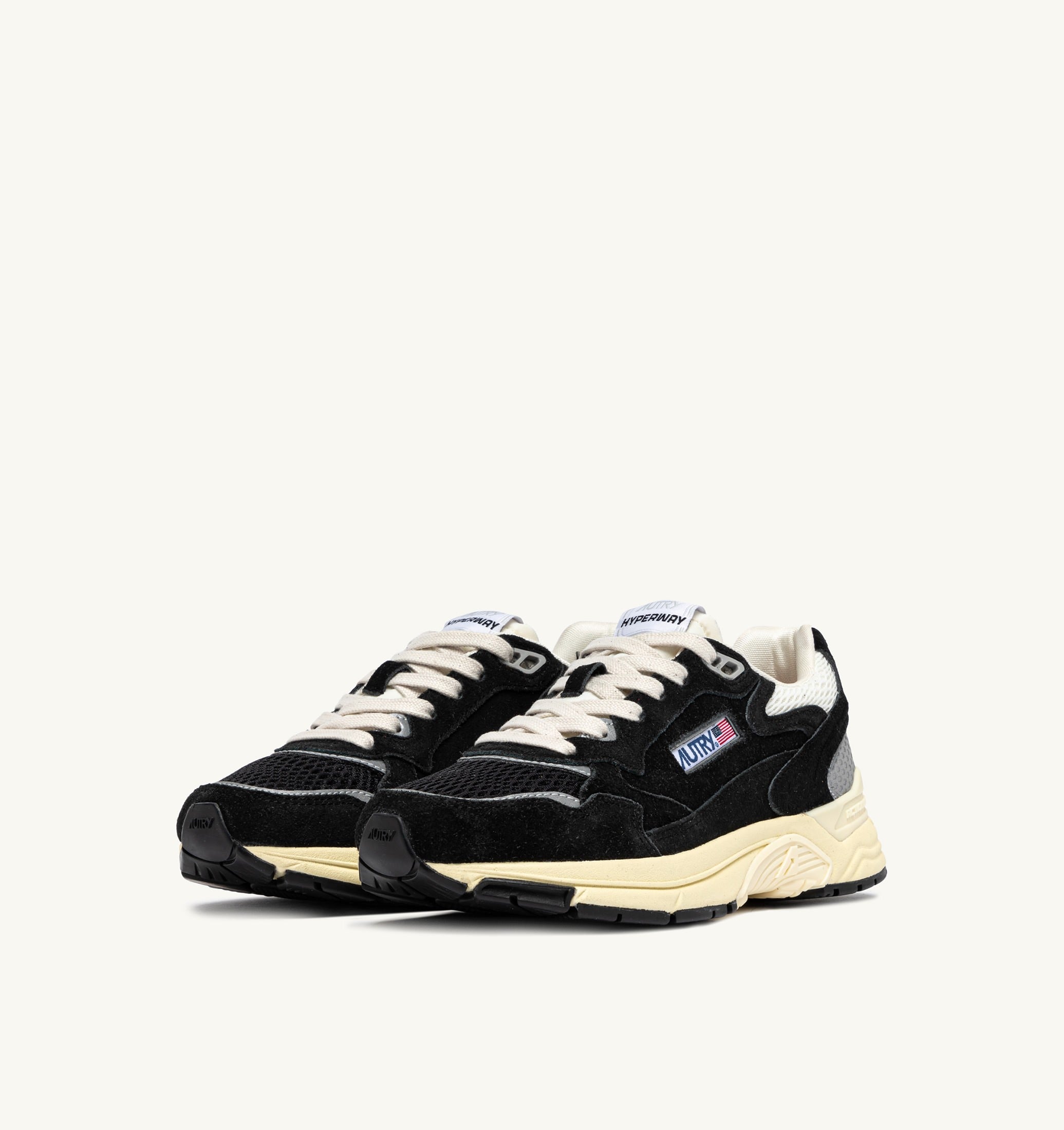 SNEAKERS HYPERWAY IN MESH E SUEDE NERO E ARGENTO