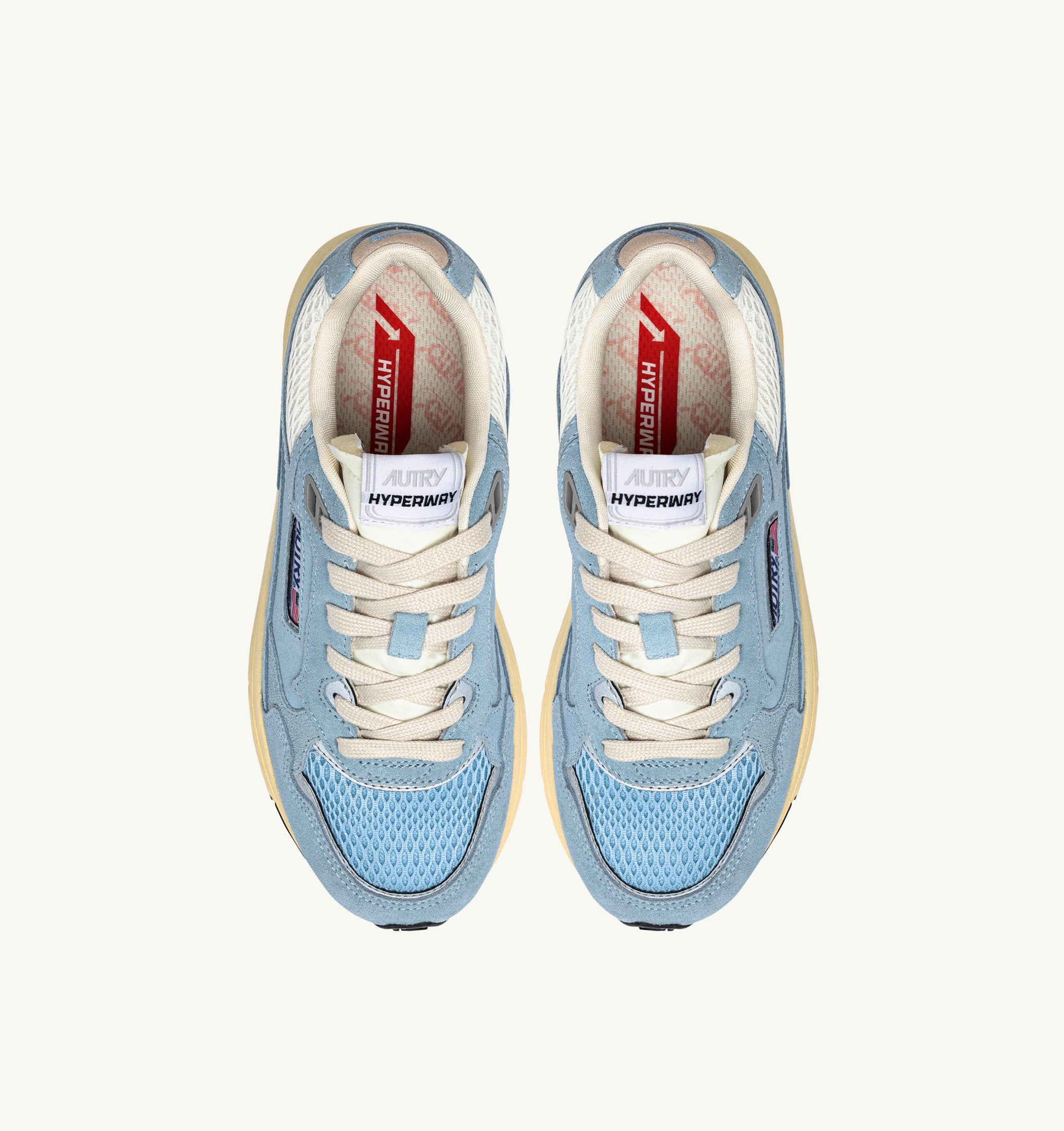SNEAKERS HYPERWAY IN MESH E SUEDE PORTOFINO E MARSHMALLOW