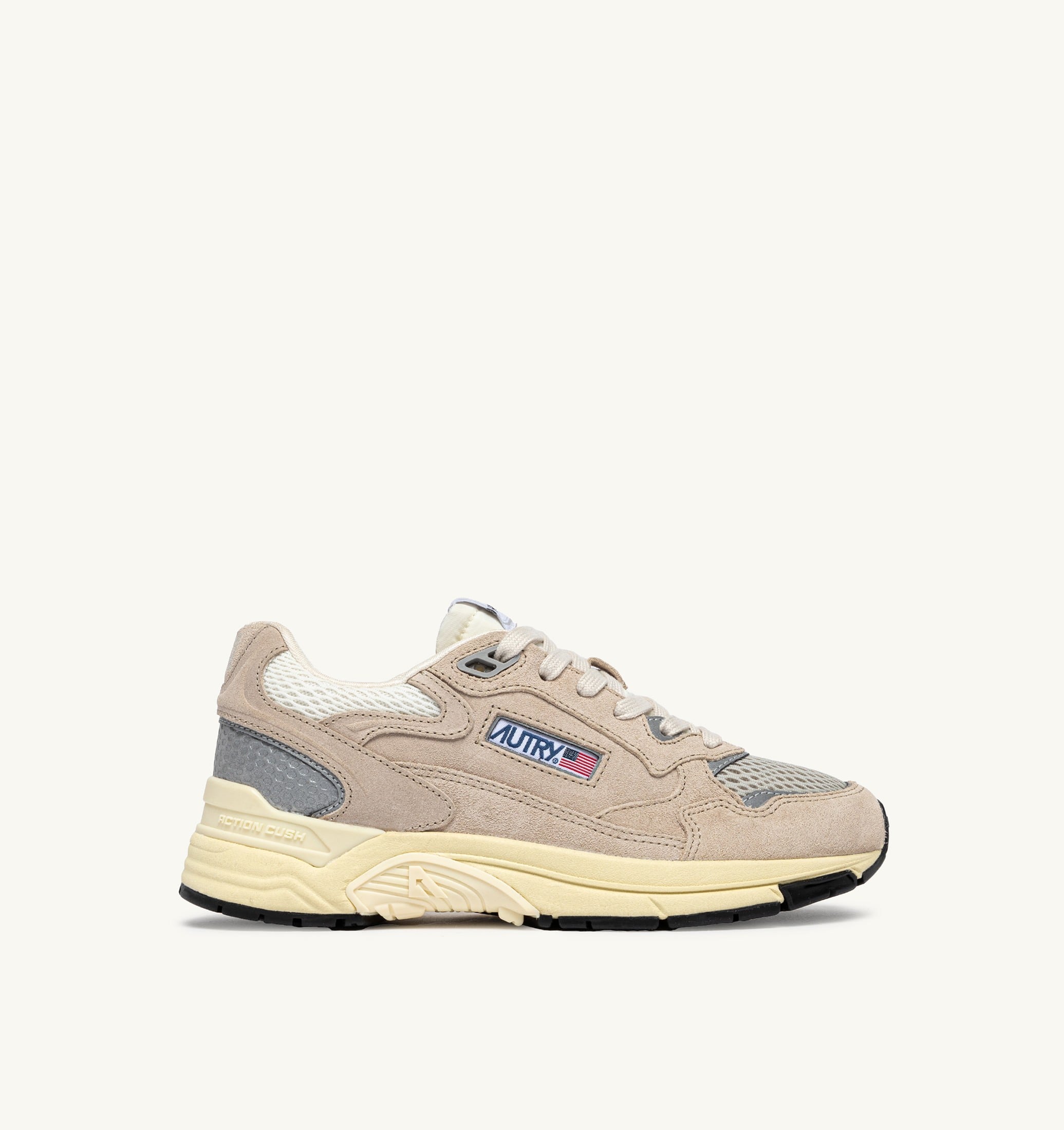 SNEAKERS HYPERWAY IN MESH E SUEDE SAND E ARGENTO