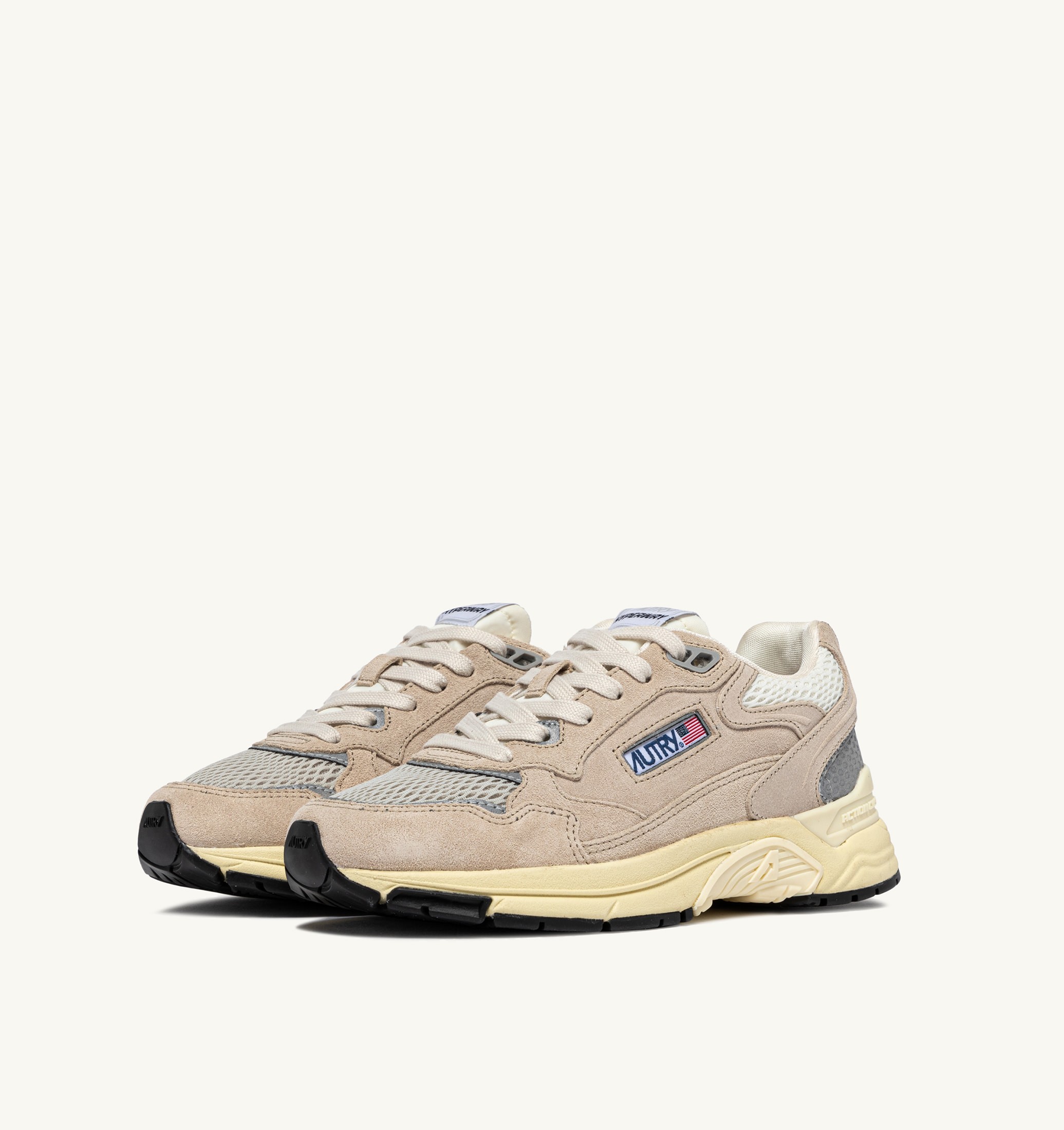 SNEAKERS HYPERWAY IN MESH E SUEDE SAND E ARGENTO