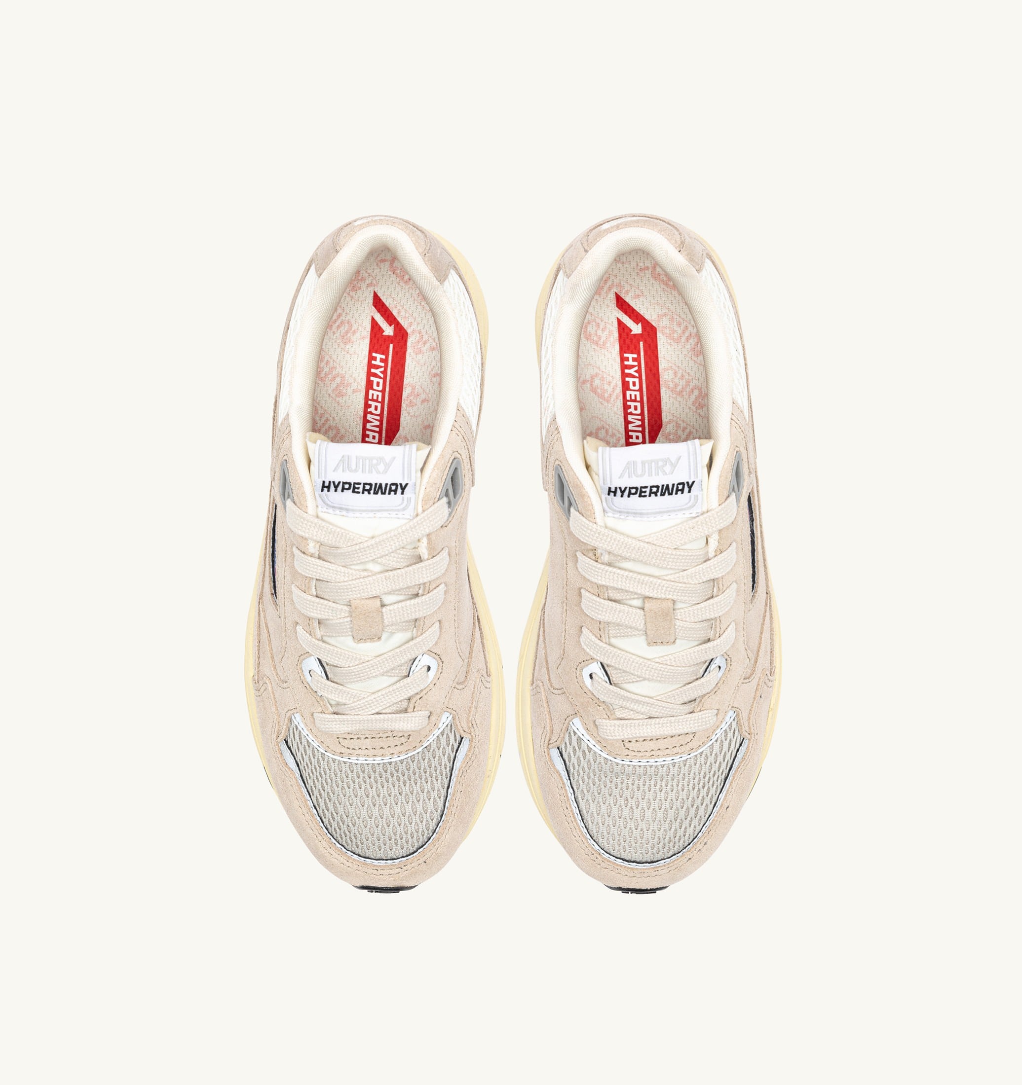 SNEAKERS HYPERWAY IN MESH E SUEDE SAND E ARGENTO