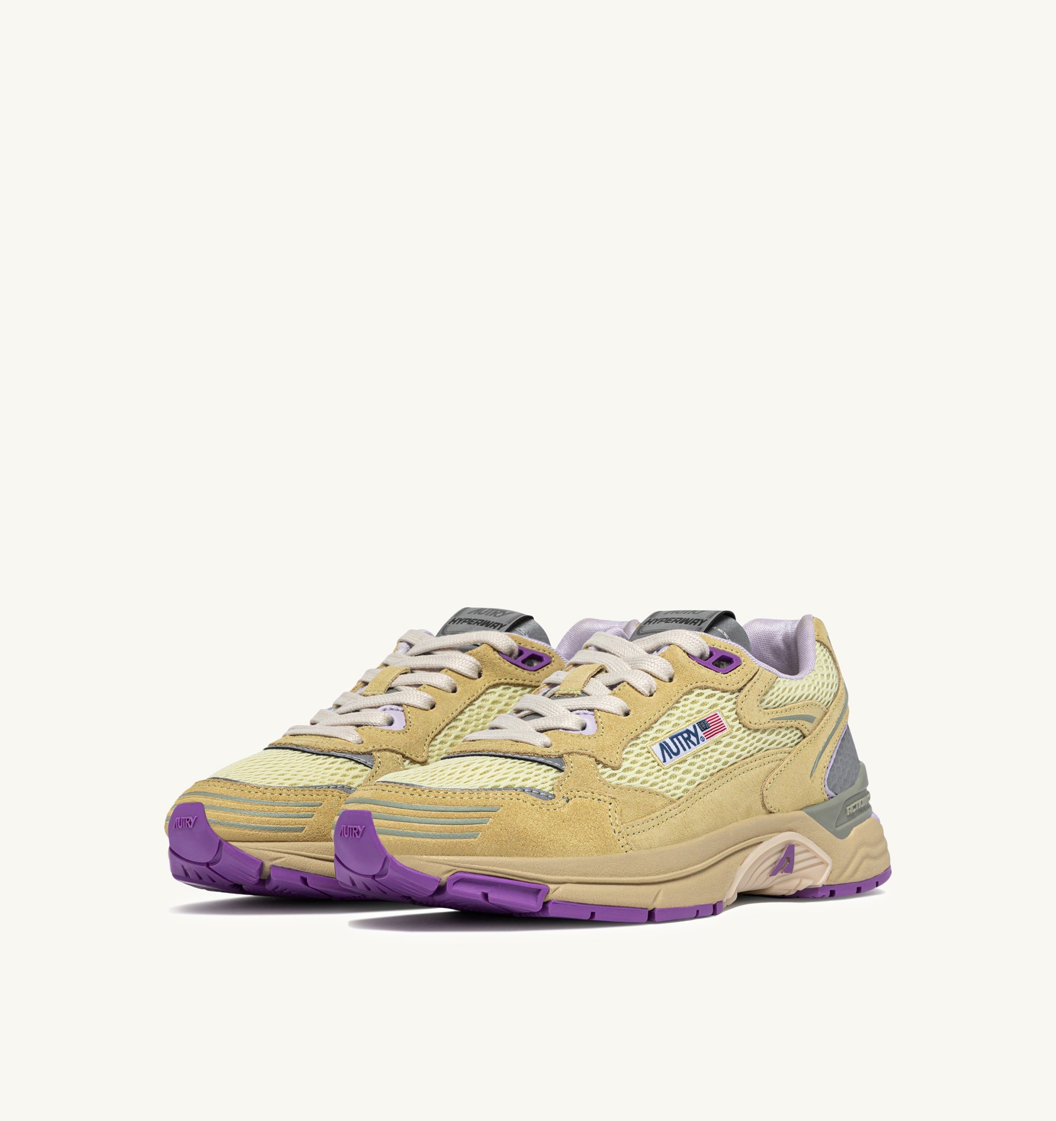 SNEAKERS HYPERWAY IN MESH E SUEDE STRAW E ORCHID HUST