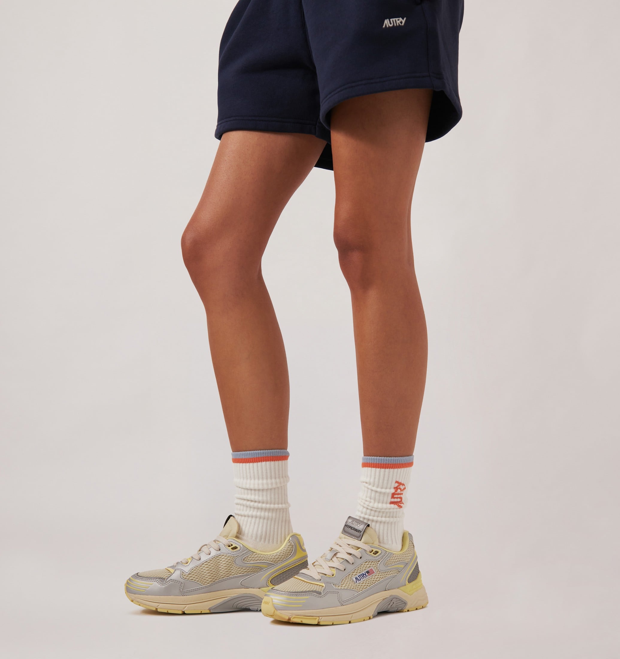 SNEAKERS HYPERWAY IN PELLE SINTETICA E MESH ARGENTO ASPARAGUS E LEMON MERINGUE