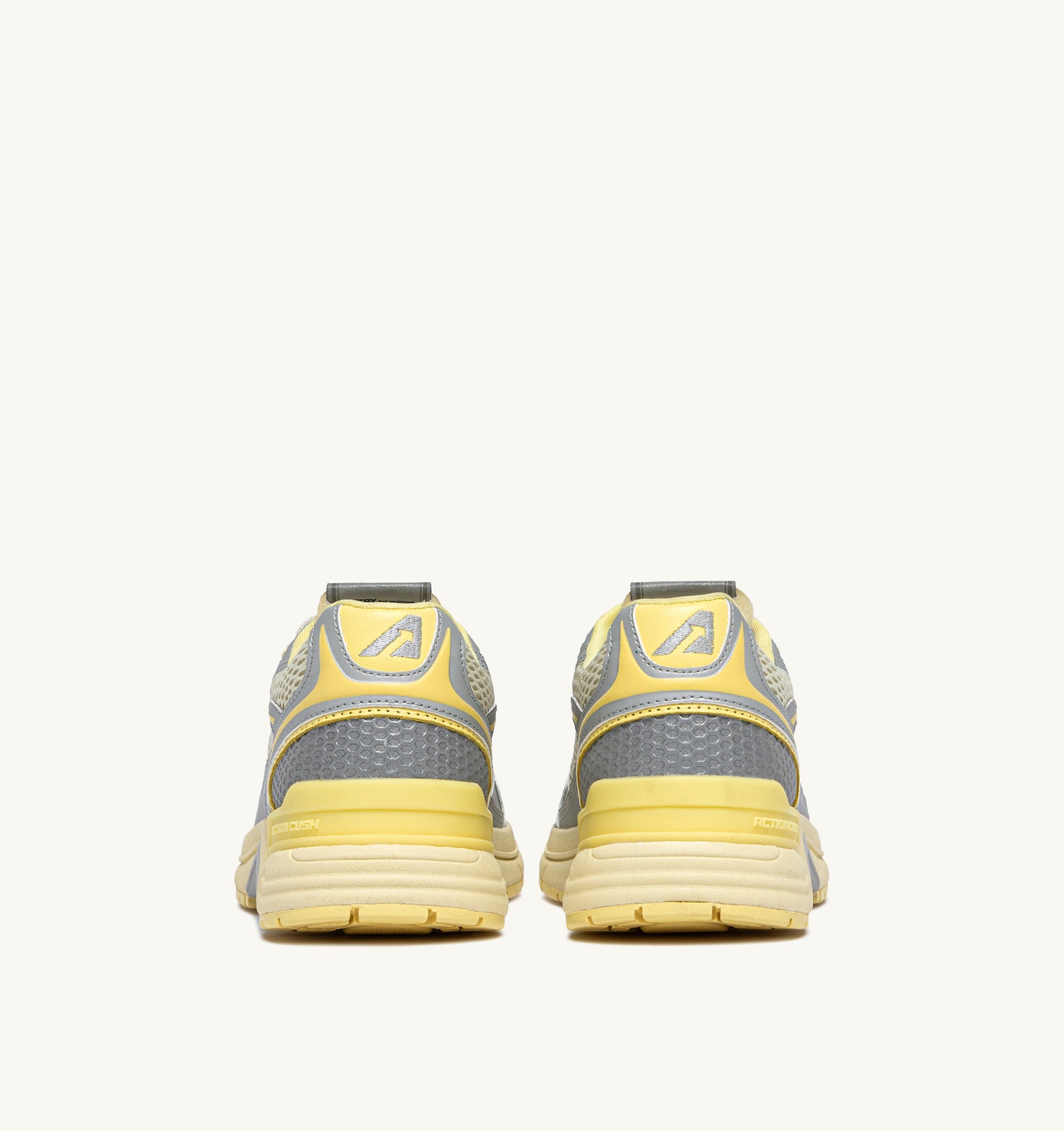SNEAKERS HYPERWAY IN PELLE SINTETICA E MESH ARGENTO ASPARAGUS E LEMON MERINGUE