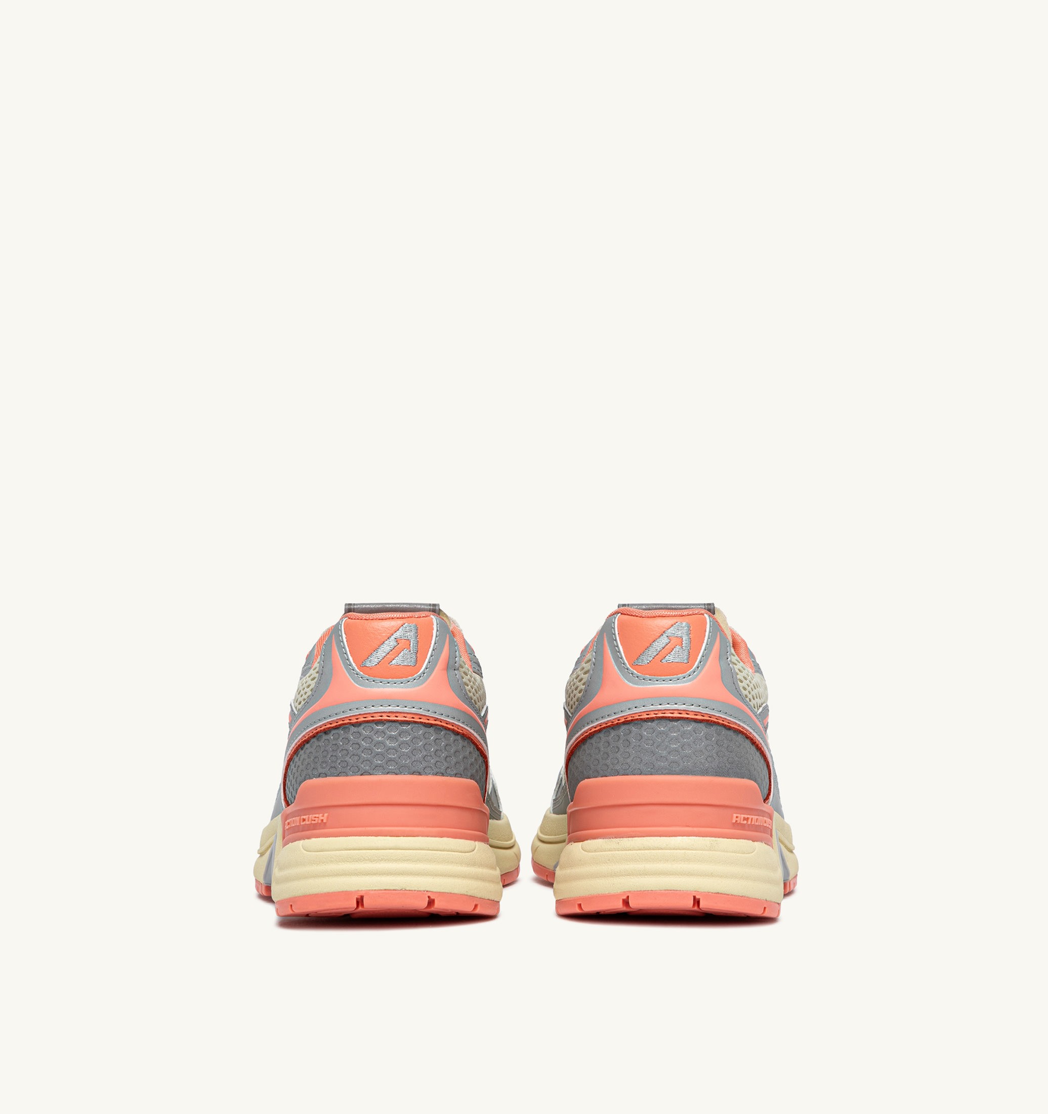 SNEAKERS HYPERWAY IN PELLE SINTETICA E MESH ARGENTO ASPARAGUS E PEACH PINK