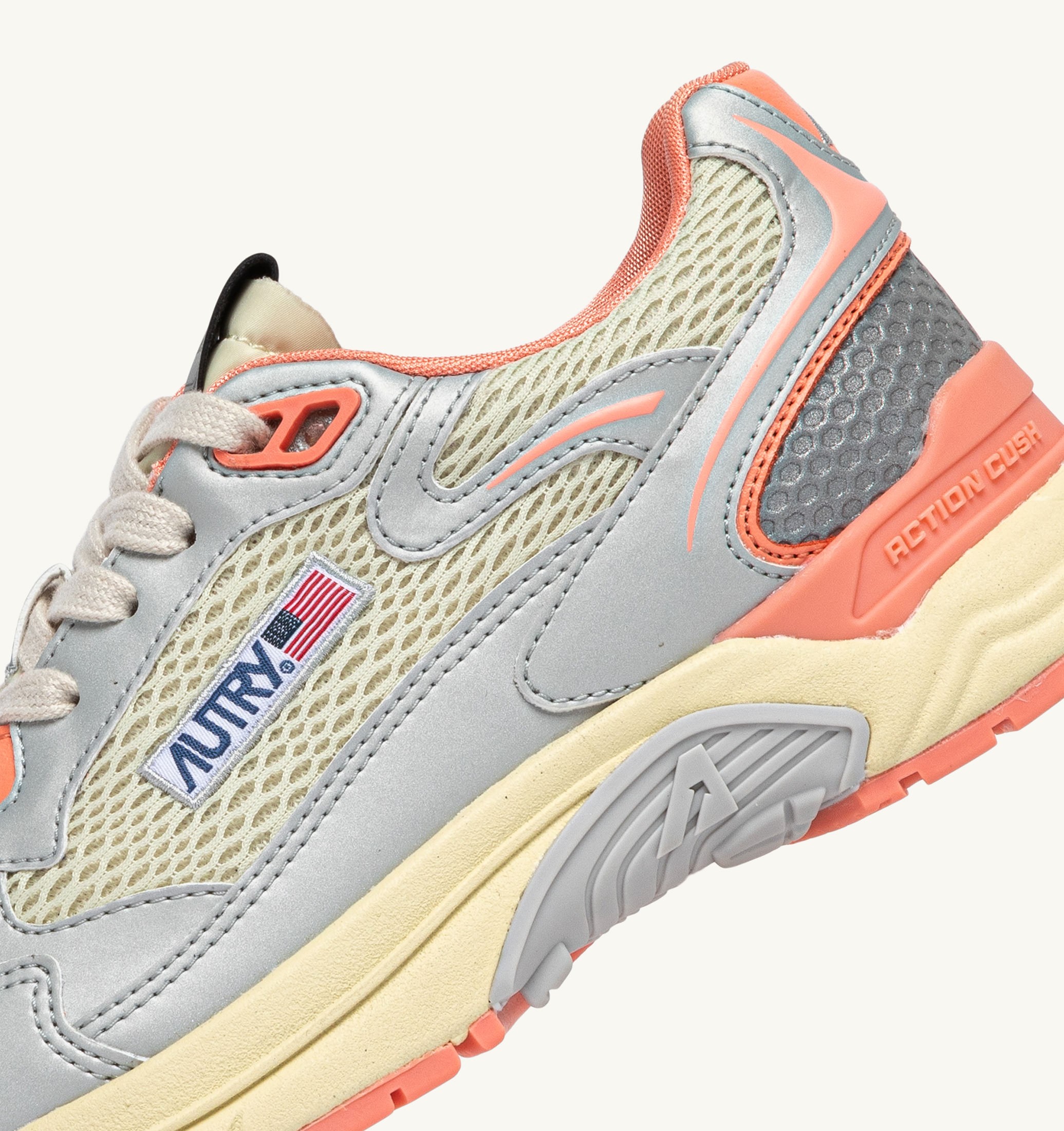 SNEAKERS HYPERWAY IN PELLE SINTETICA E MESH ARGENTO ASPARAGUS E PEACH PINK