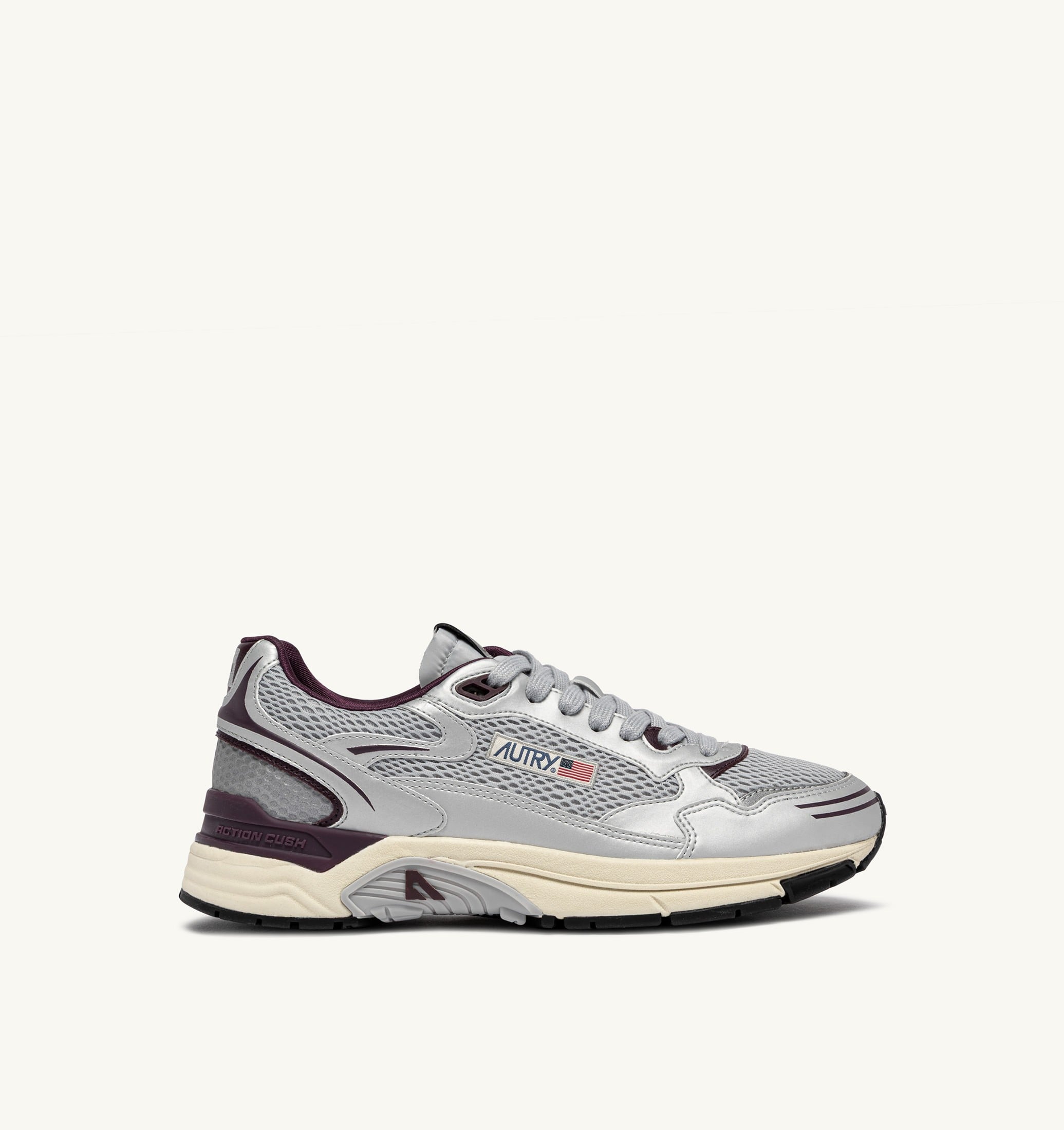 SNEAKERS HYPERWAY IN PELLE SINTETICA E MESH ARGENTO HARBOR MIST E FIG
