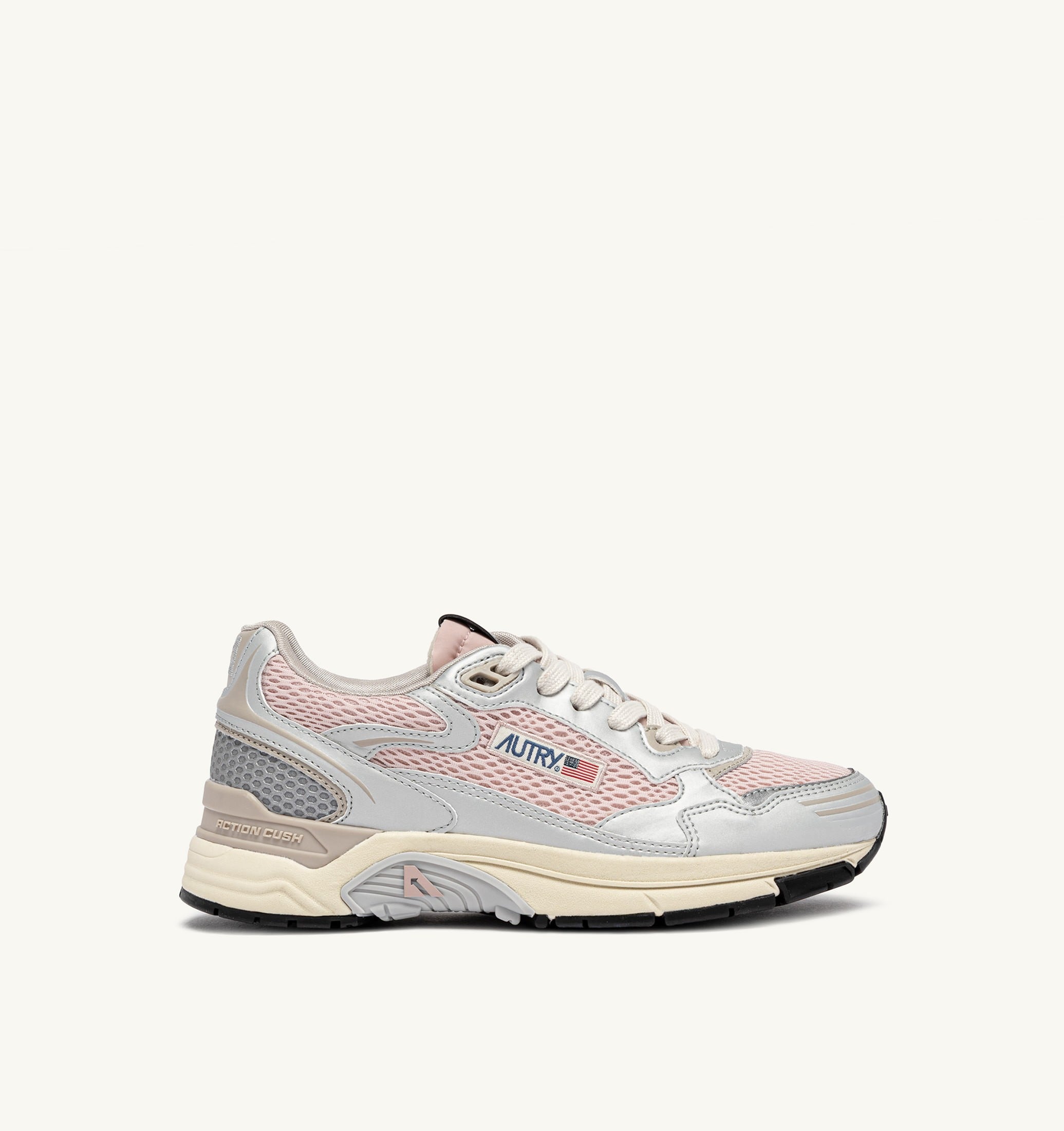SNEAKERS HYPERWAY IN PELLE SINTETICA E MESH ARGENTO POWDER E FEATHER GRAY