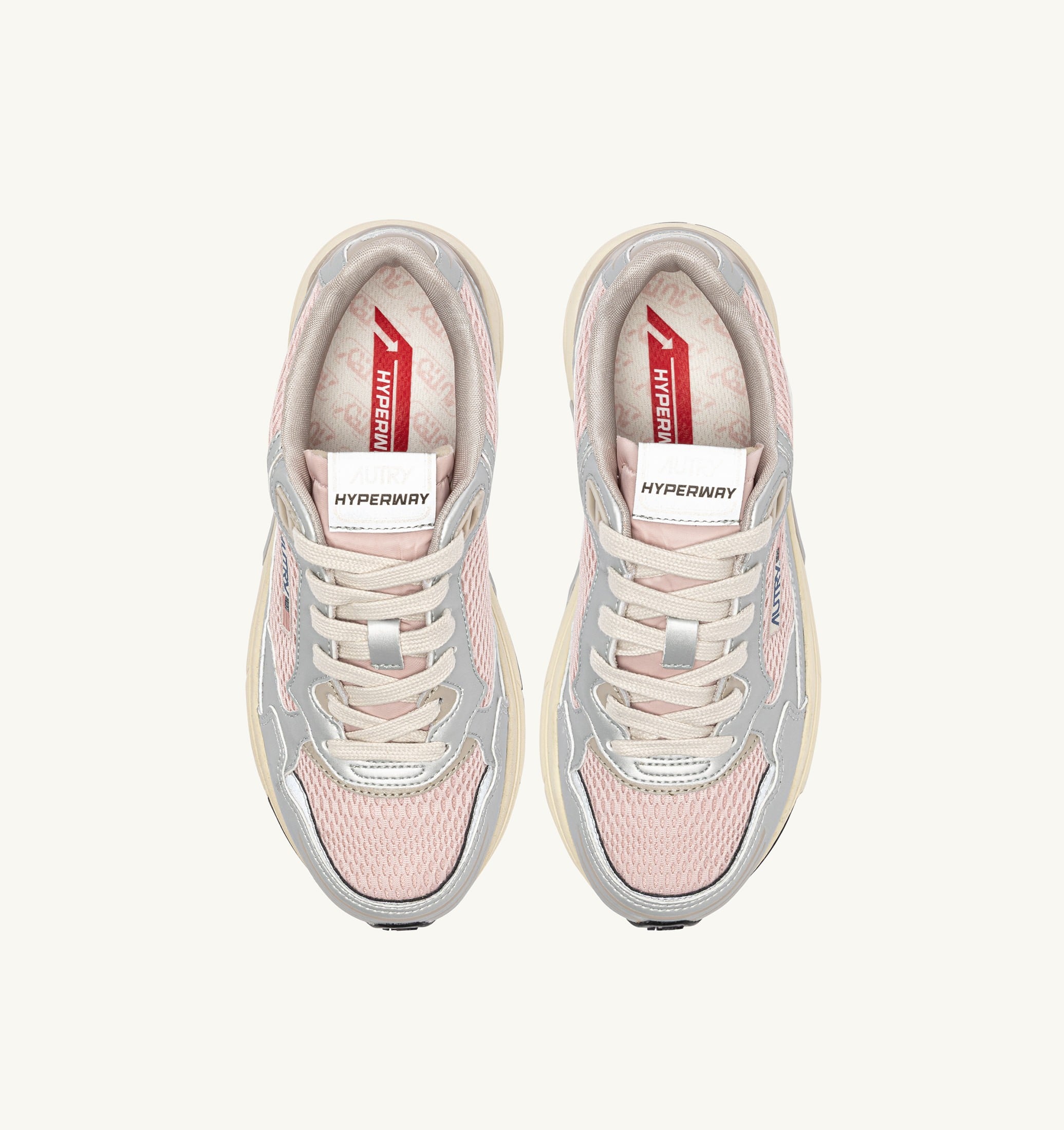 SNEAKERS HYPERWAY IN PELLE SINTETICA E MESH ARGENTO POWDER E FEATHER GRAY