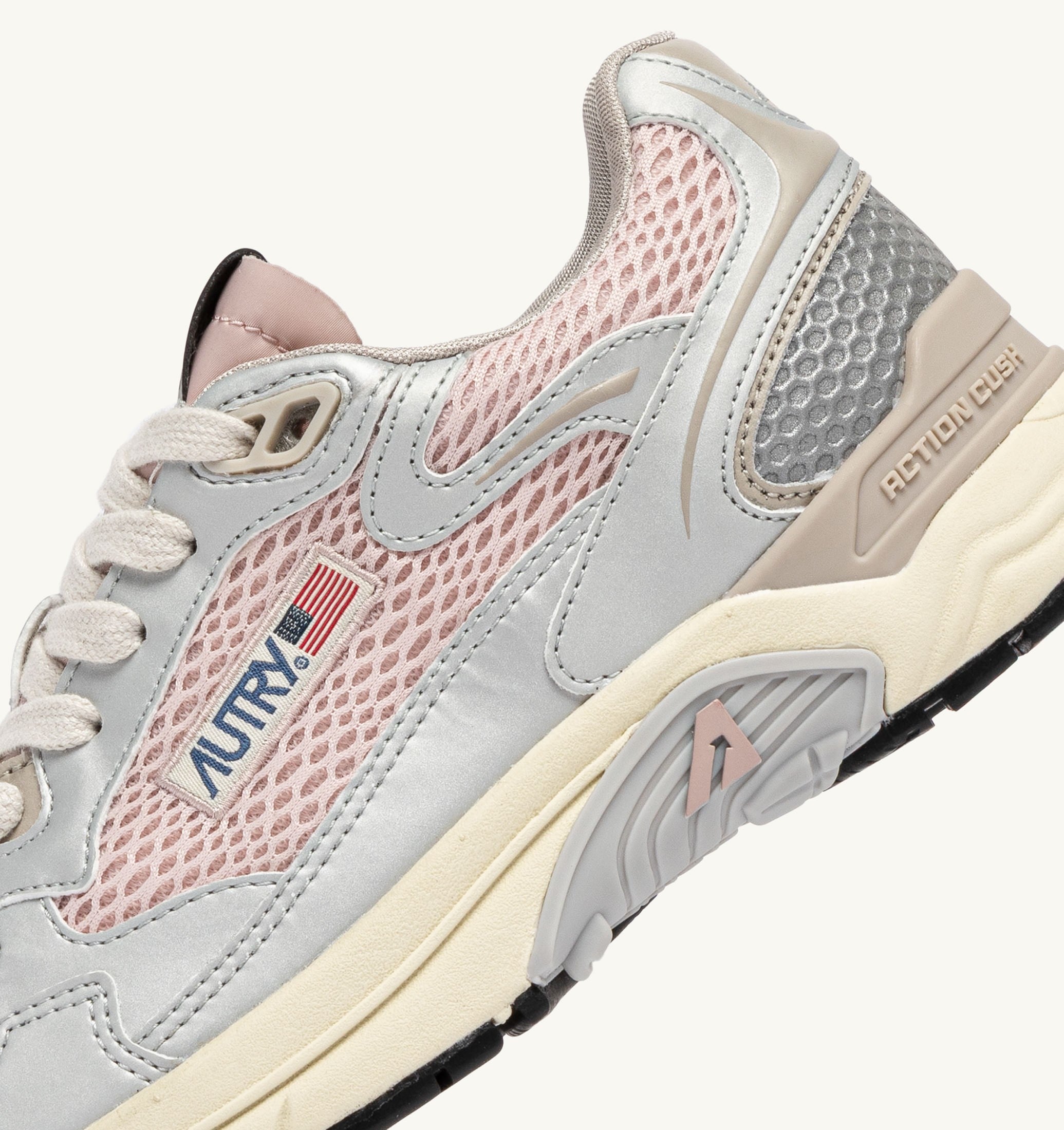 SNEAKERS HYPERWAY IN PELLE SINTETICA E MESH ARGENTO POWDER E FEATHER GRAY