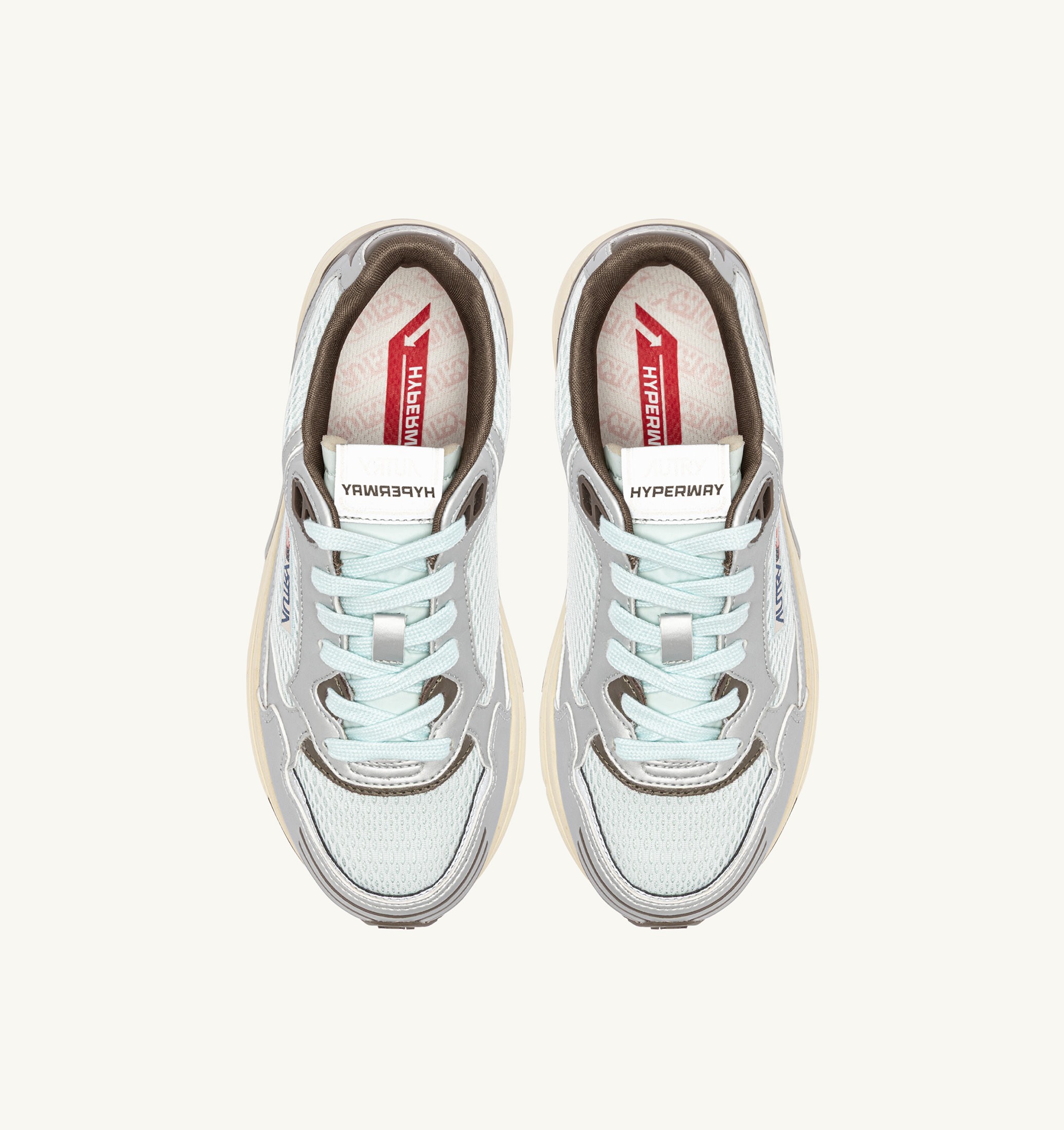 SNEAKERS HYPERWAY IN PELLE SINTETICA E MESH ARGENTO SPA BLUE E CHOCOLATE CHIP