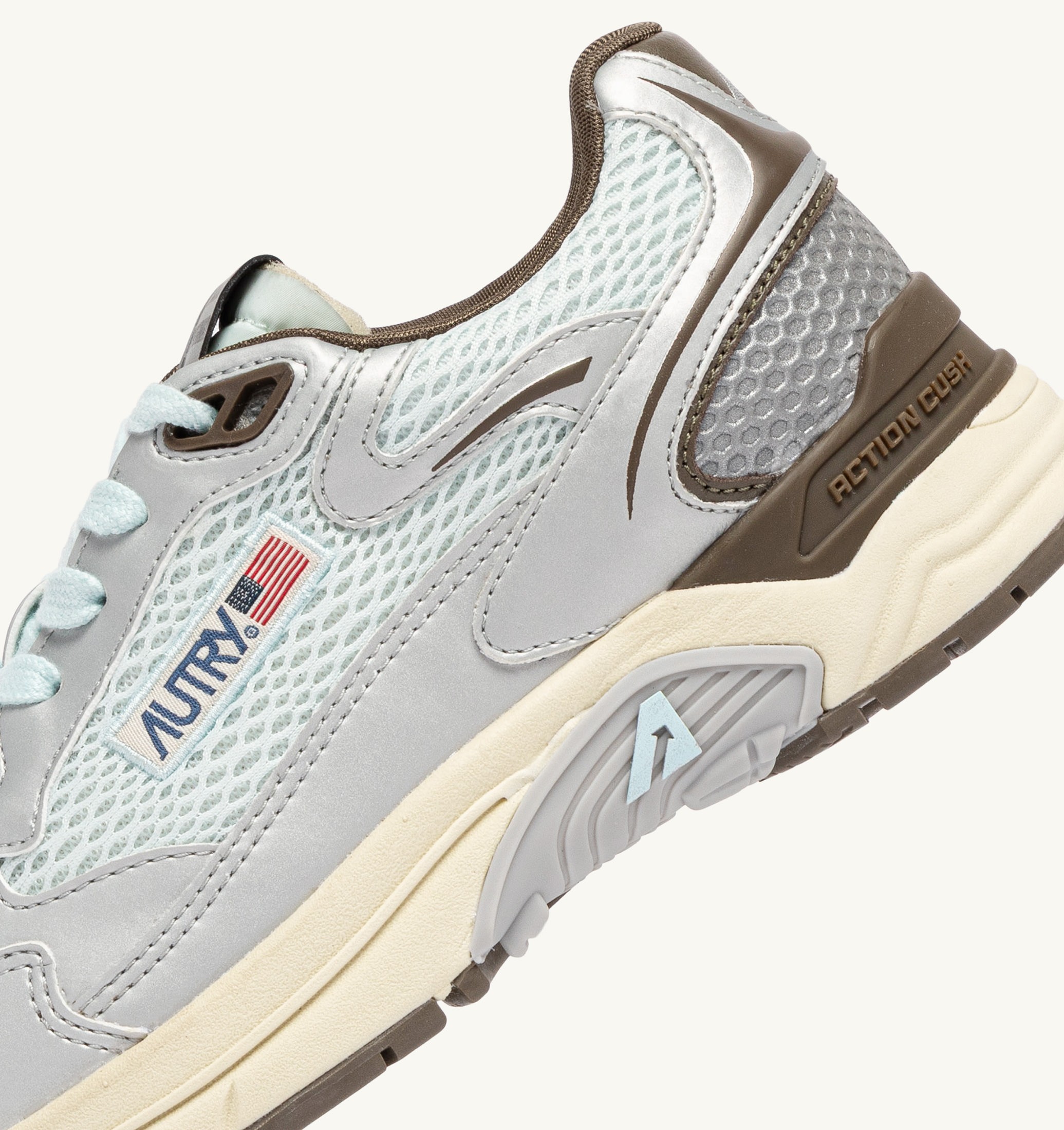 SNEAKERS HYPERWAY IN PELLE SINTETICA E MESH ARGENTO SPA BLUE E CHOCOLATE CHIP