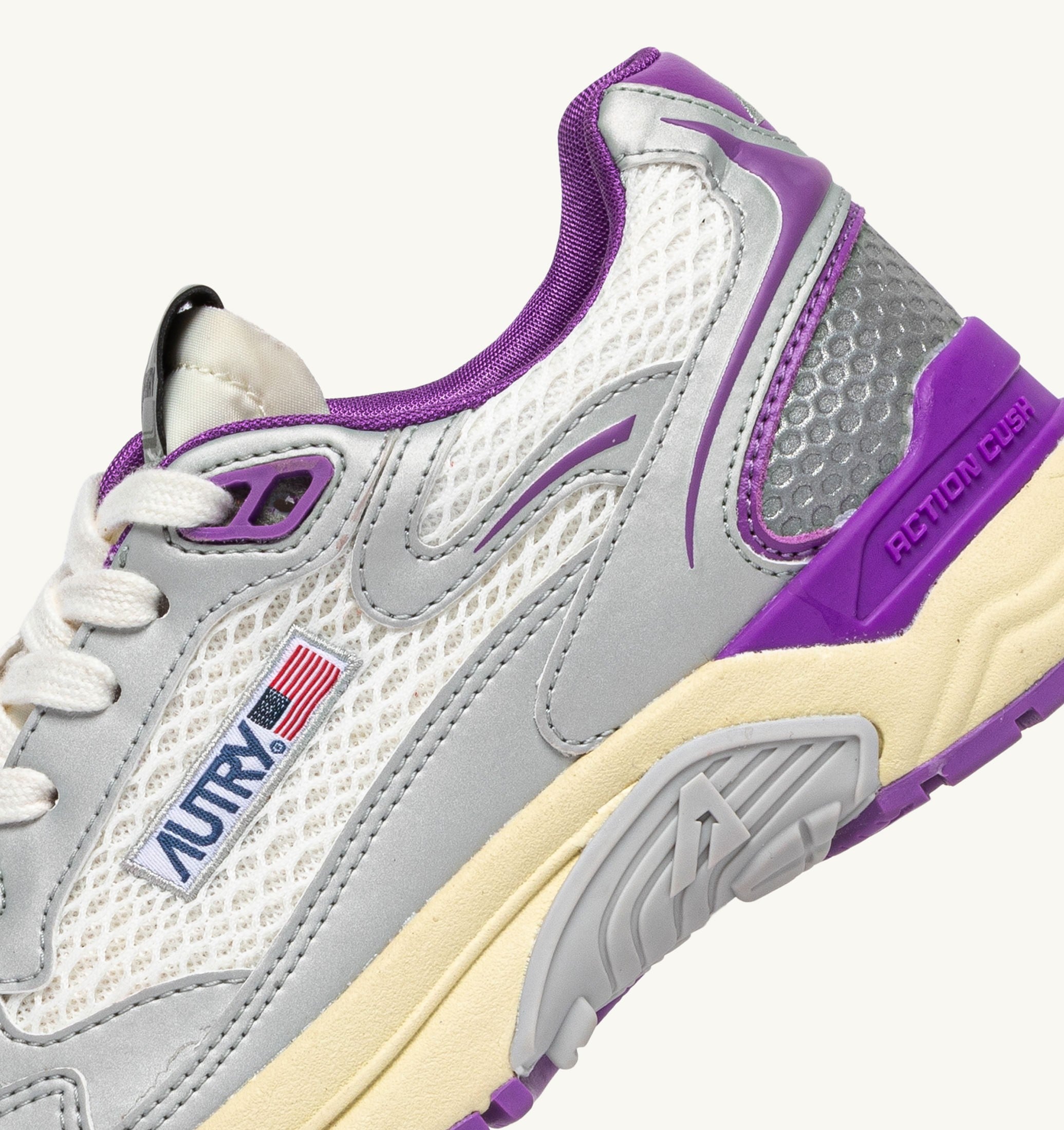 SNEAKERS HYPERWAY IN PELLE SINTETICA E MESH BIANCO ARGENTO E DEWBERRY