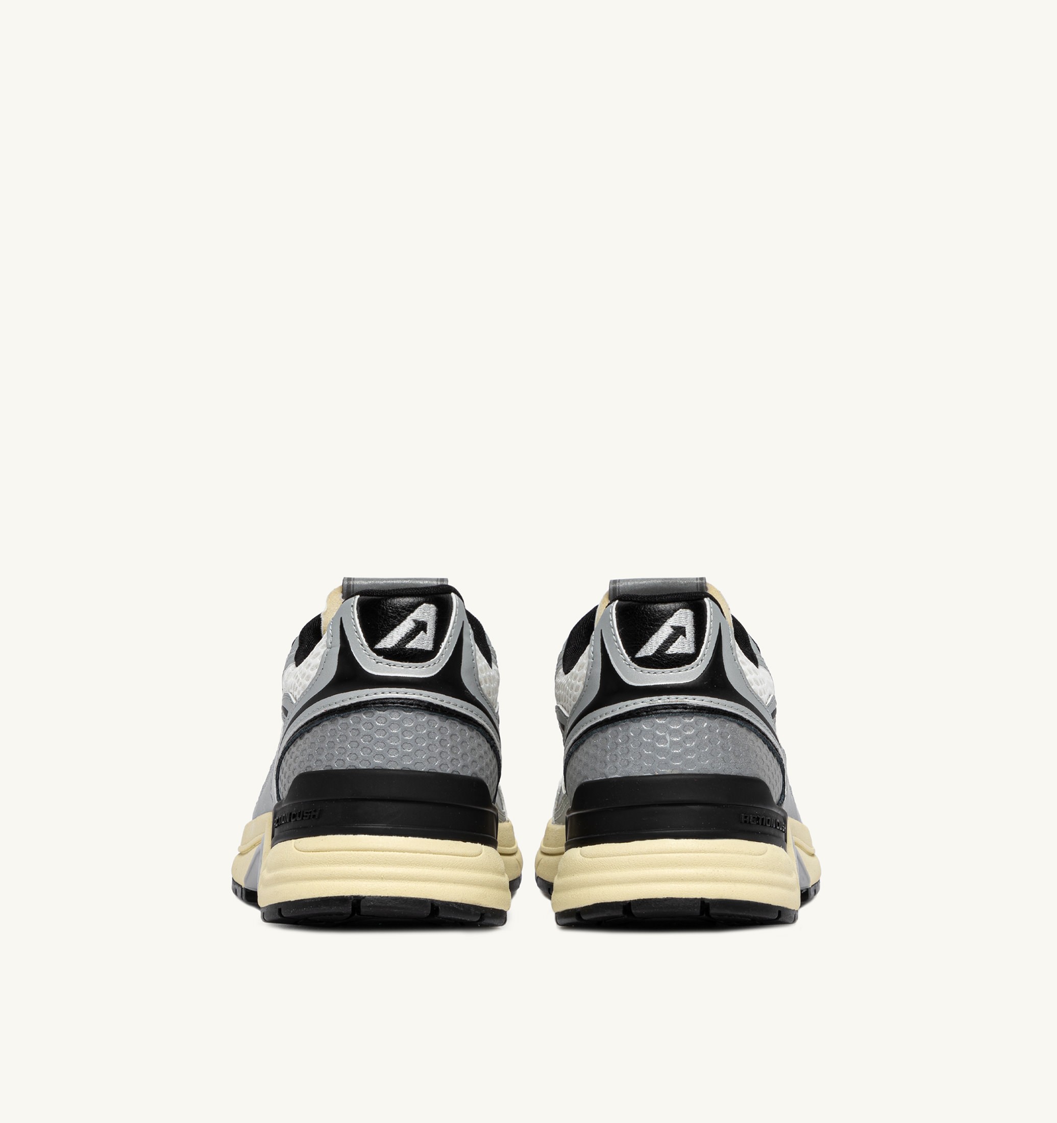SNEAKERS HYPERWAY IN PELLE SINTETICA E MESH BIANCO ARGENTO E NERO