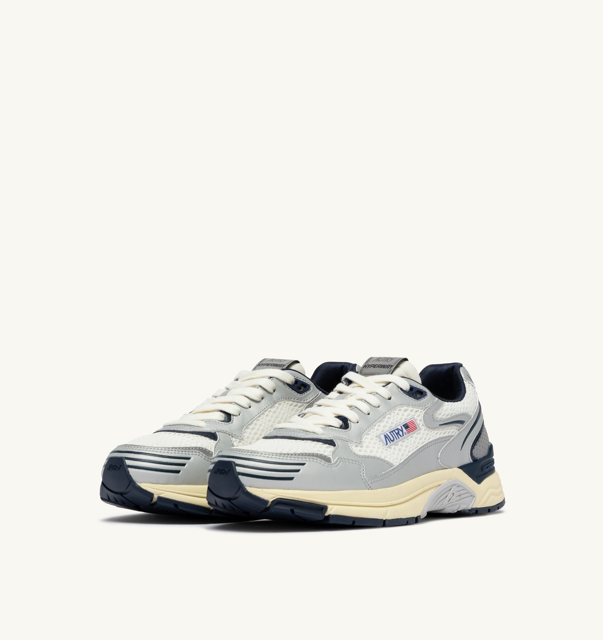 SNEAKERS HYPERWAY IN PELLE SINTETICA E MESH BIANCO ARGENTO E SPACE