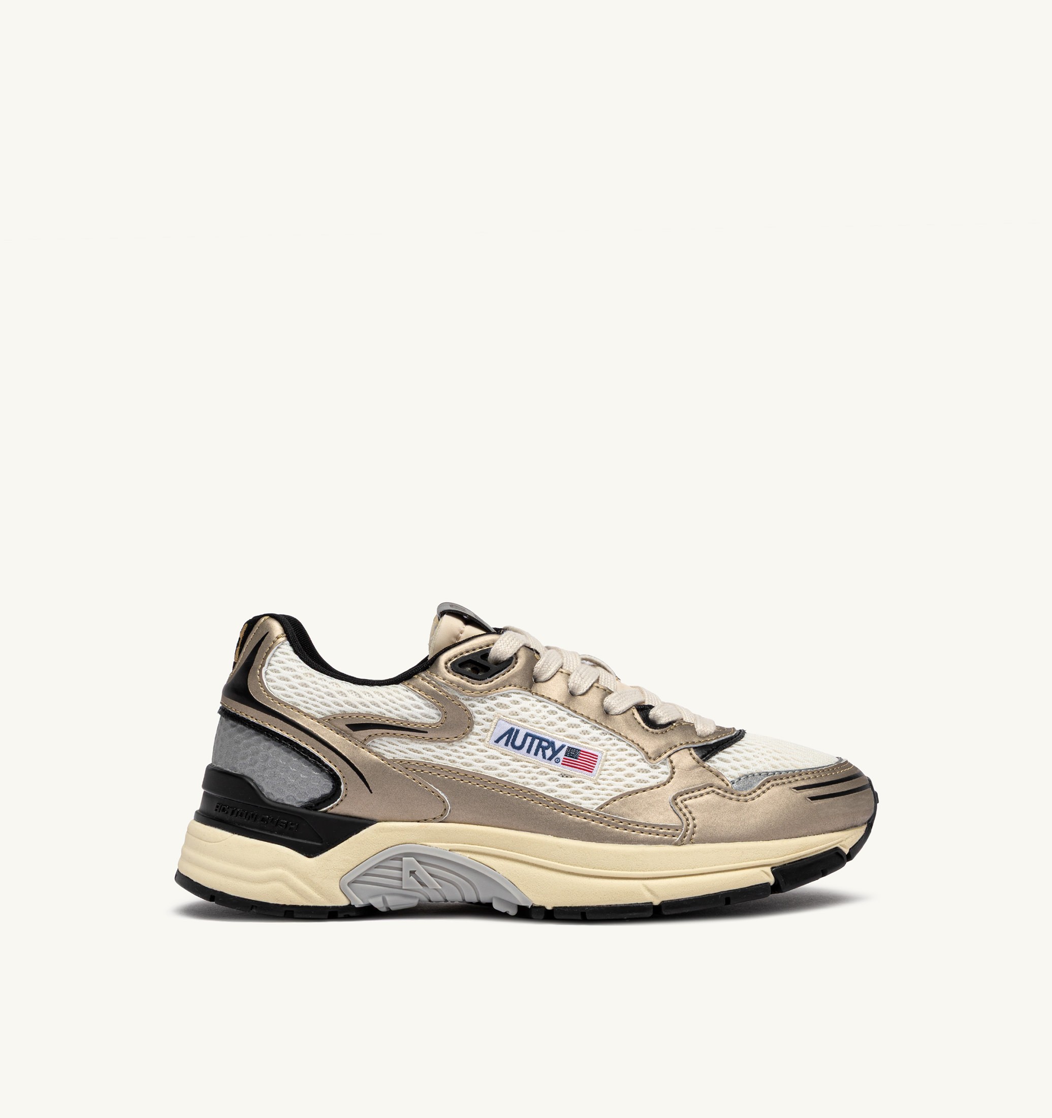 SNEAKERS HYPERWAY IN PELLE SINTETICA E MESH WHISPER WHITE PLATINO E NERO