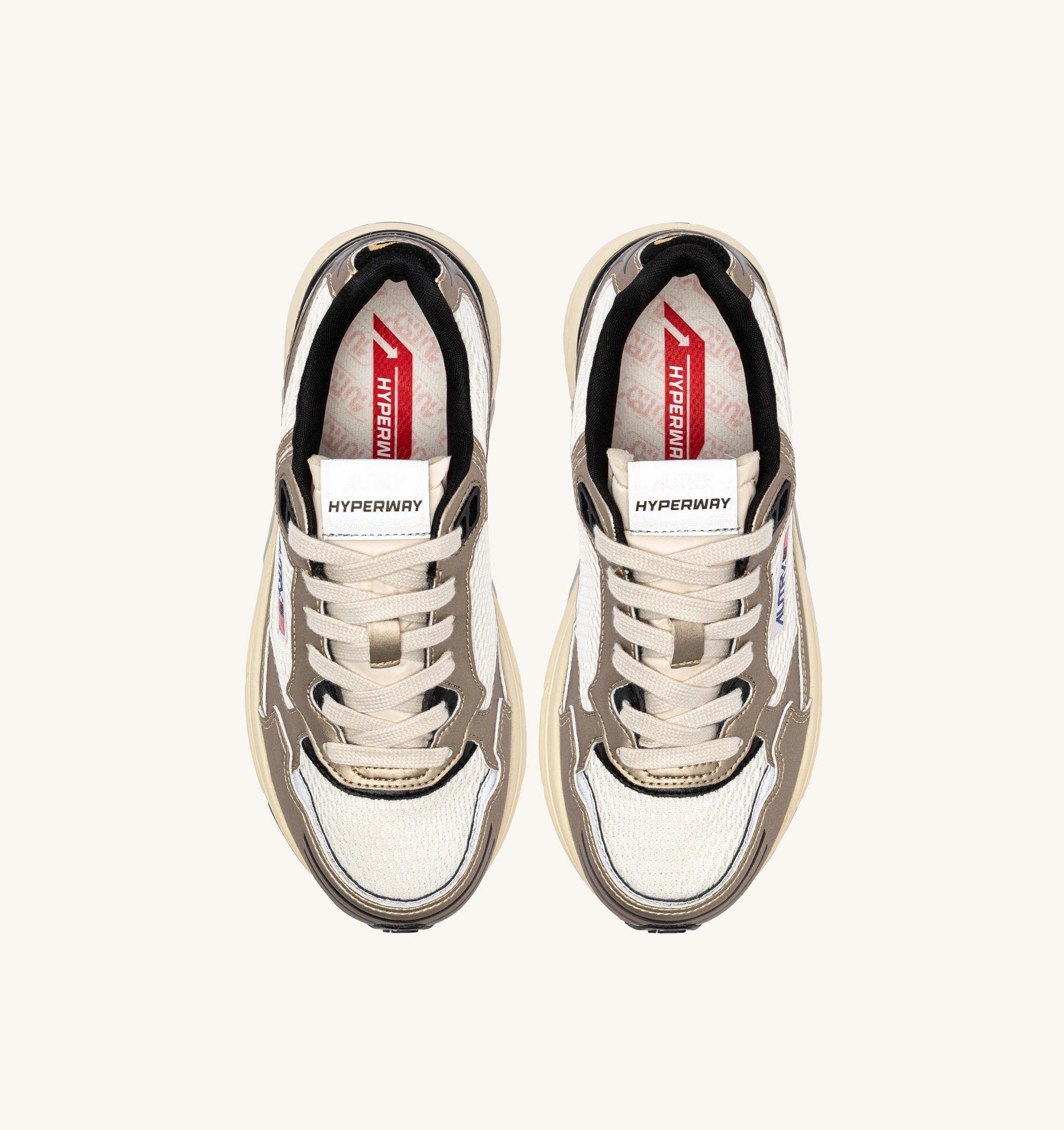 SNEAKERS HYPERWAY IN PELLE SINTETICA E MESH WHISPER WHITE PLATINO E NERO