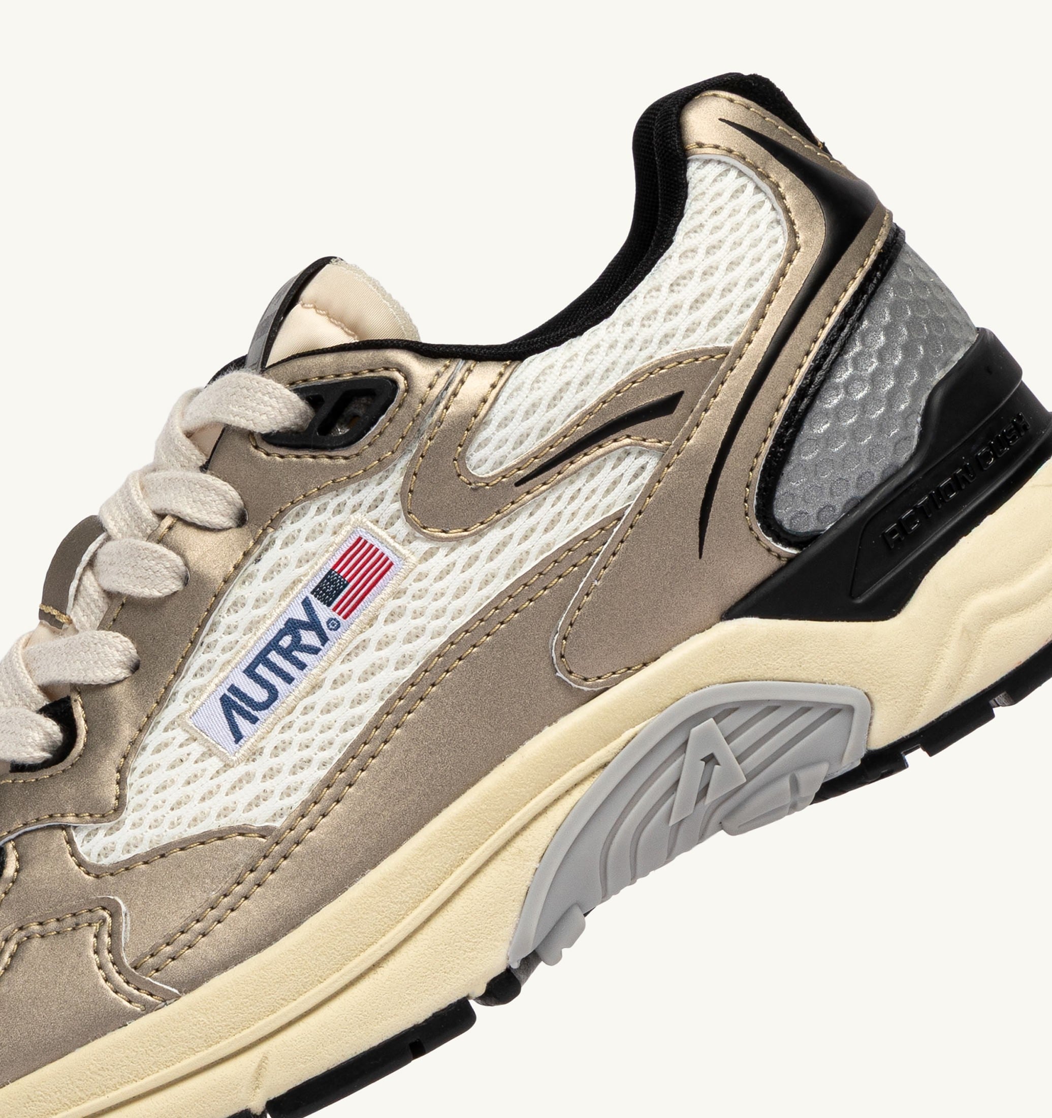 SNEAKERS HYPERWAY IN PELLE SINTETICA E MESH WHISPER WHITE PLATINO E NERO