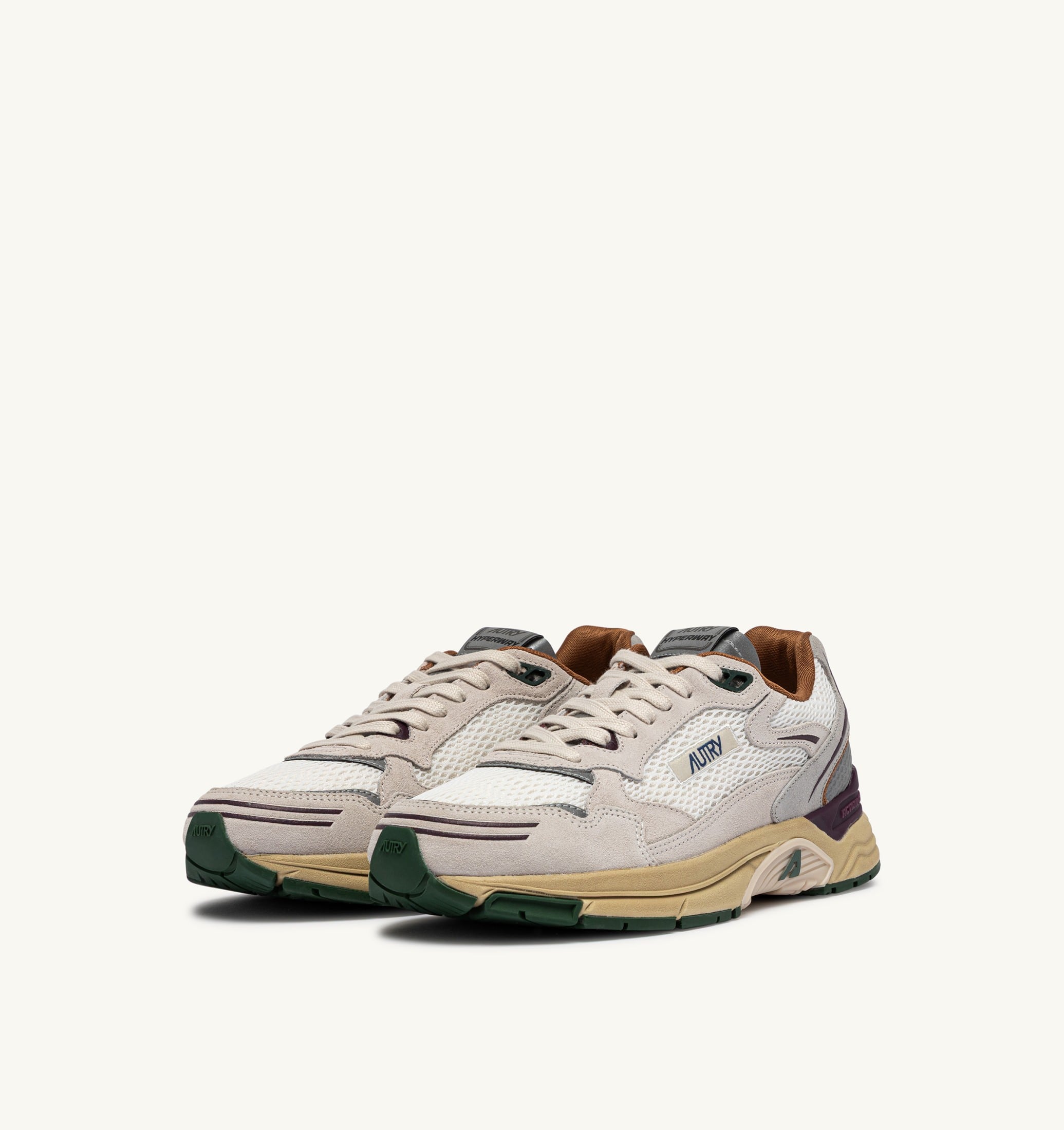 SNEAKERS HYPERWAY IN SUEDE E MESH BIANCO E FIG