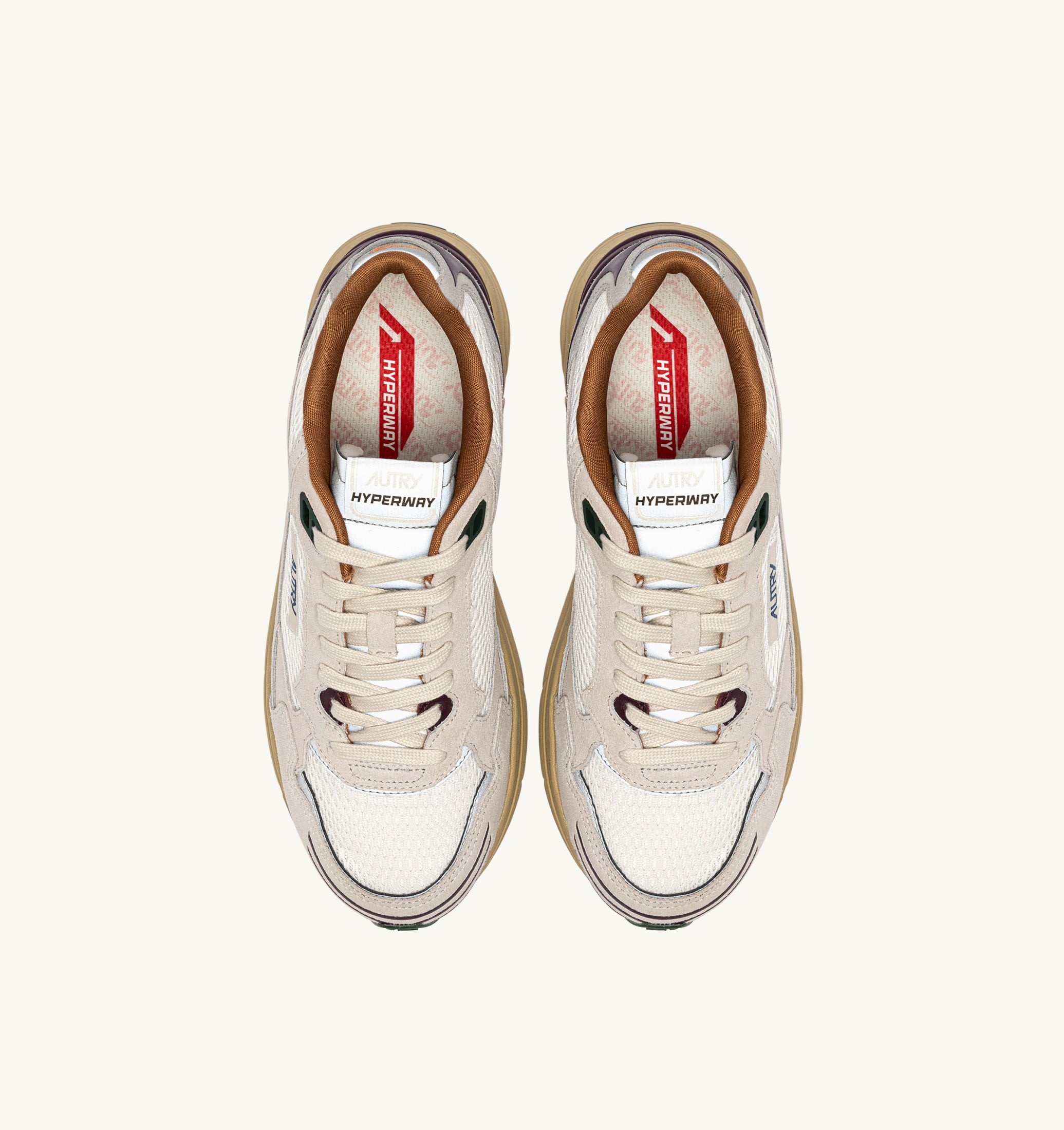 SNEAKERS HYPERWAY IN SUEDE E MESH BIANCO E FIG