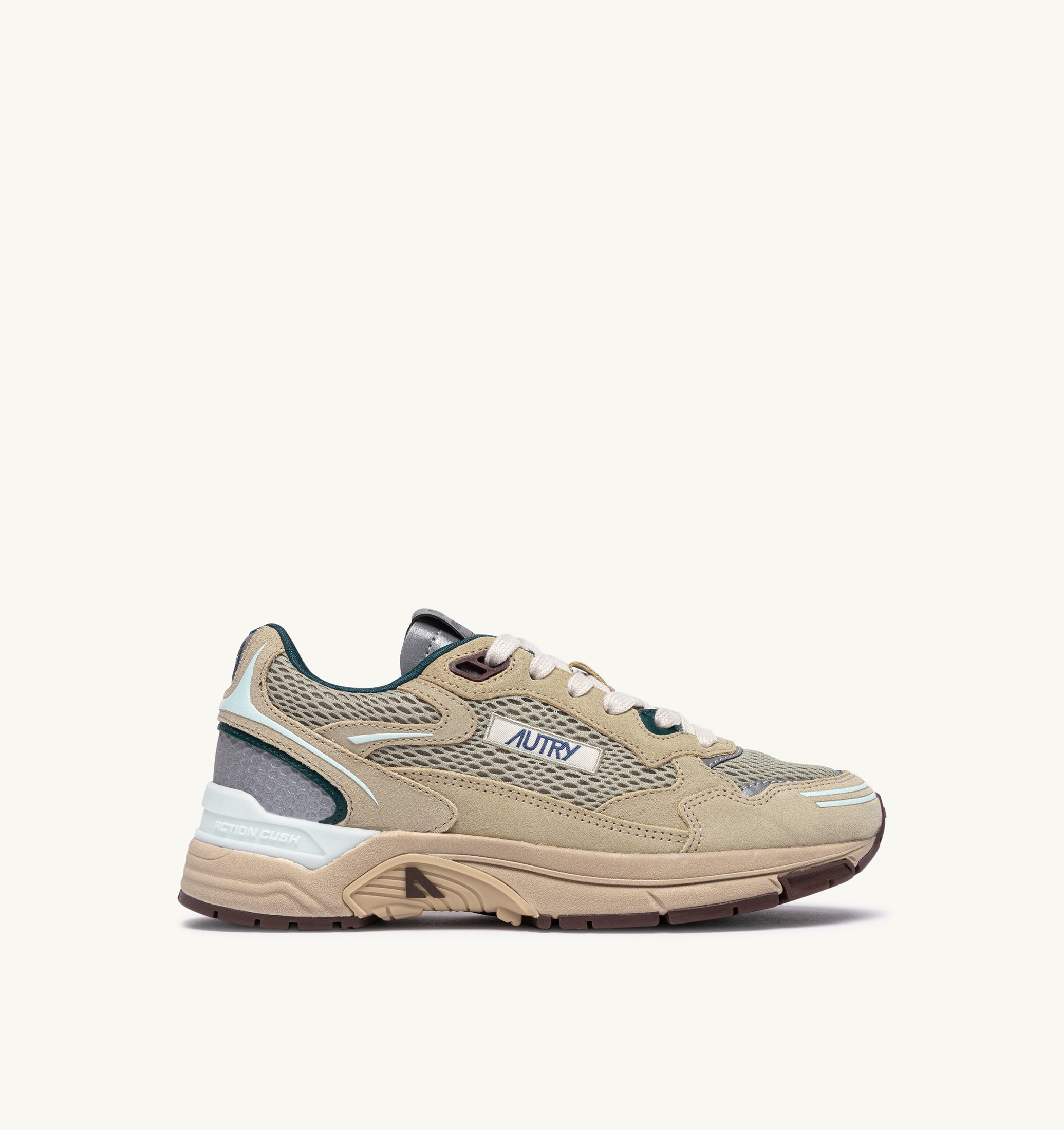 SNEAKERS HYPERWAY IN SUEDE E MESH ECRU E SPA BLUE