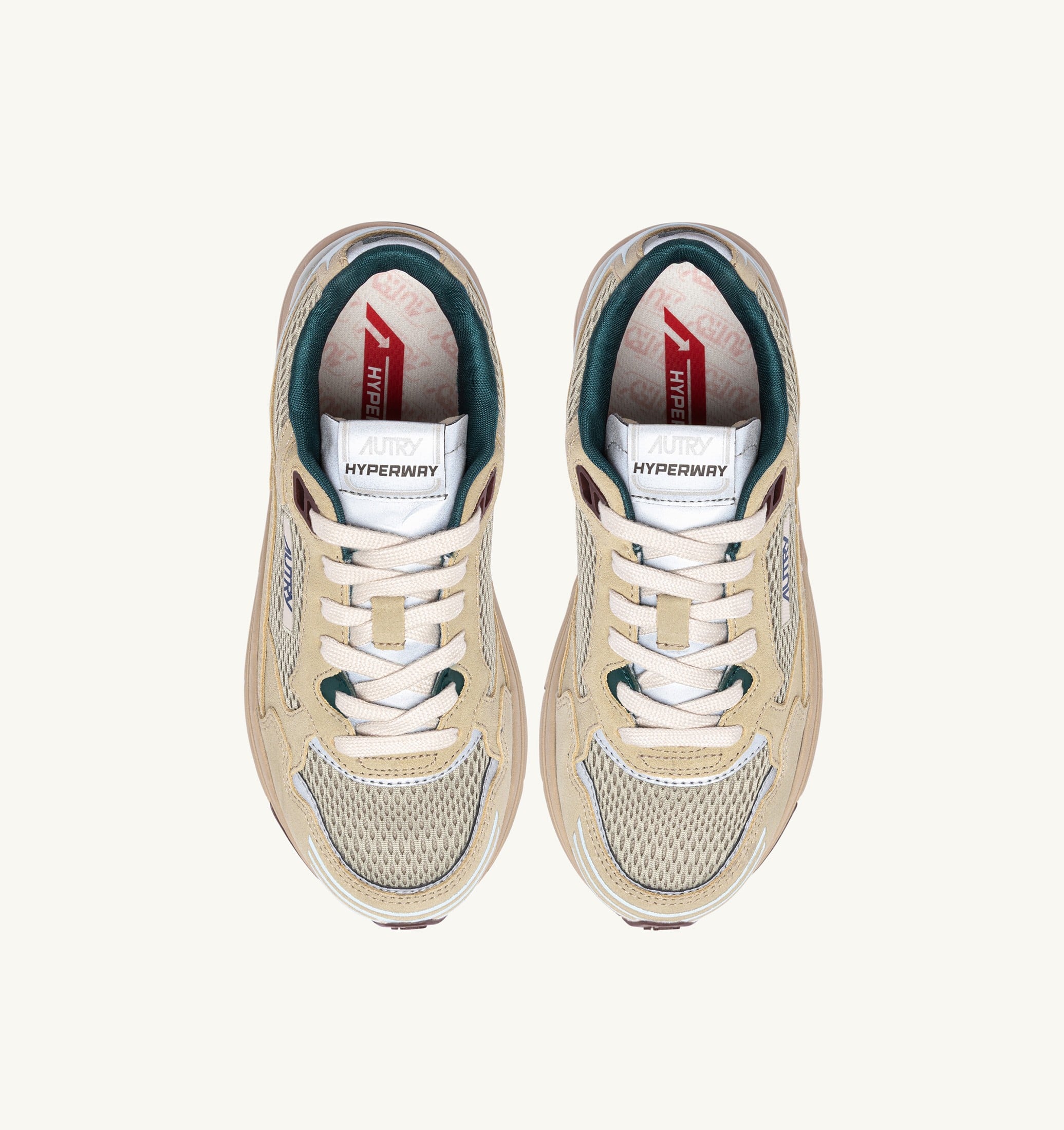 SNEAKERS HYPERWAY IN SUEDE E MESH ECRU E SPA BLUE